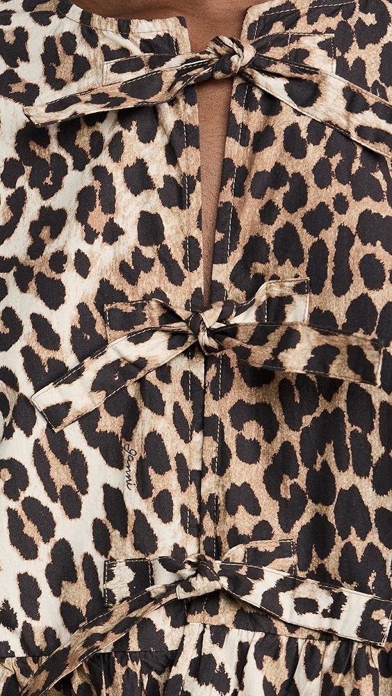 GANNI Printed Cotton Poplin Peplum Blouse | Shopbop Product Image