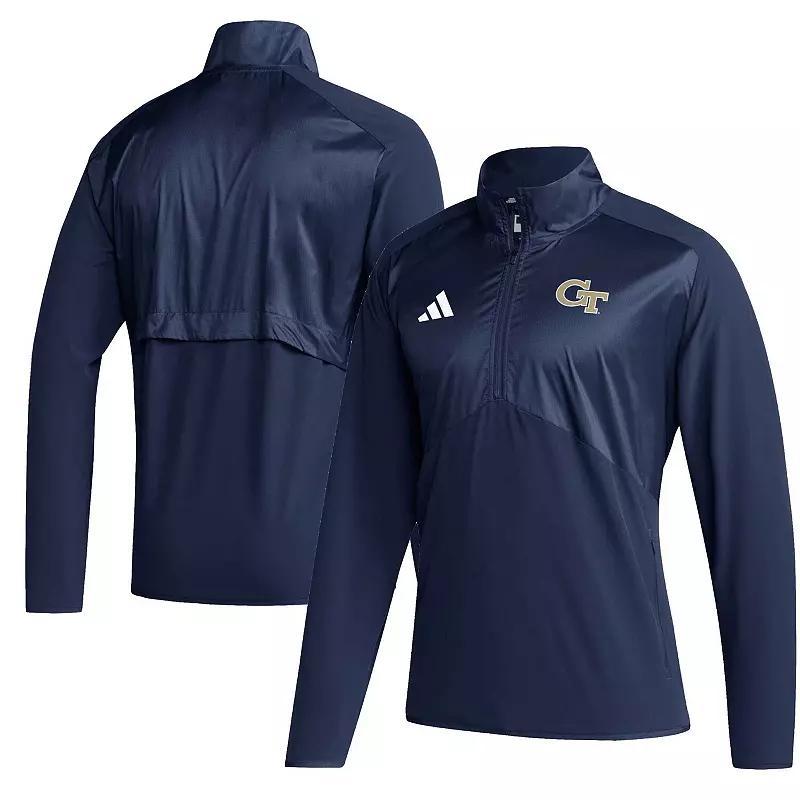 Mens adidas Navy Georgia Tech Yellow Jackets Sideline AEROREADY Raglan Sleeve Quarter-Zip Jacket Nc2 Blue Product Image