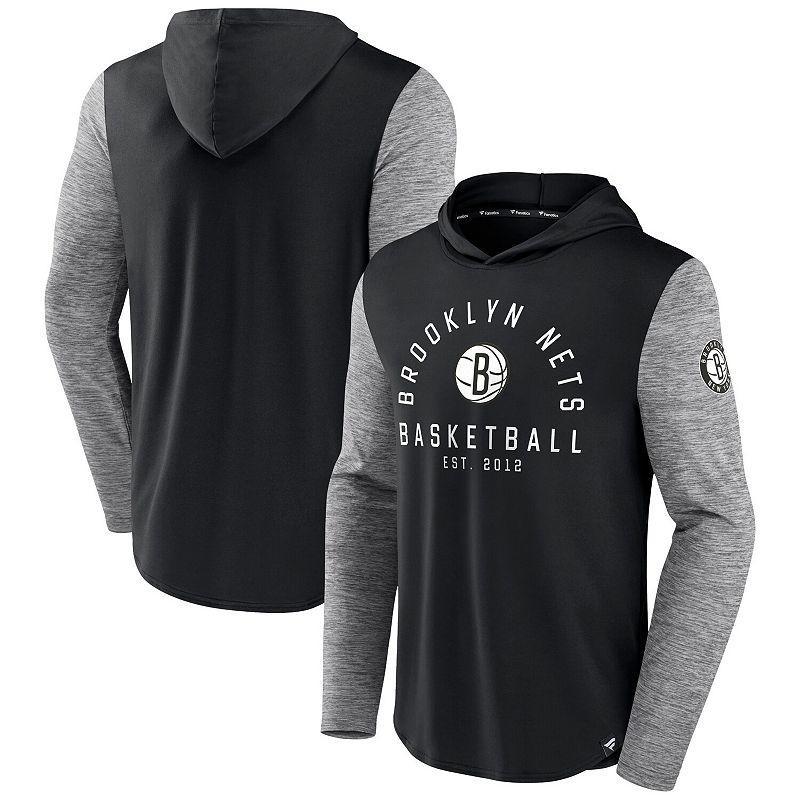 Men's Fanatics Branded Black/Heathered Charcoal Brooklyn Nets Deep Rotation Performance Pullover Hoodie, Size: XL Product Image