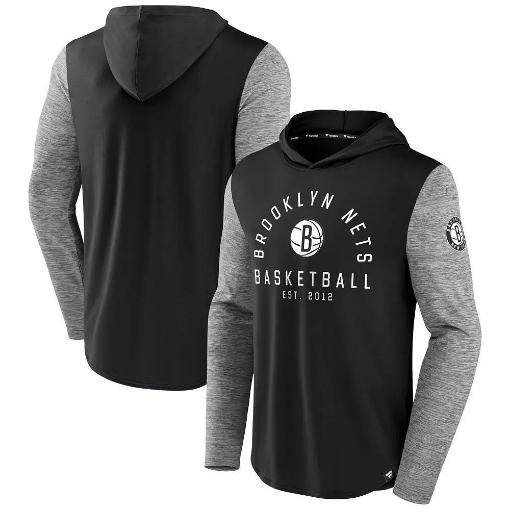 Men's Fanatics Branded Black/Heathered Charcoal Brooklyn Nets Deep Rotation Performance Pullover Hoodie, Size: XL Product Image