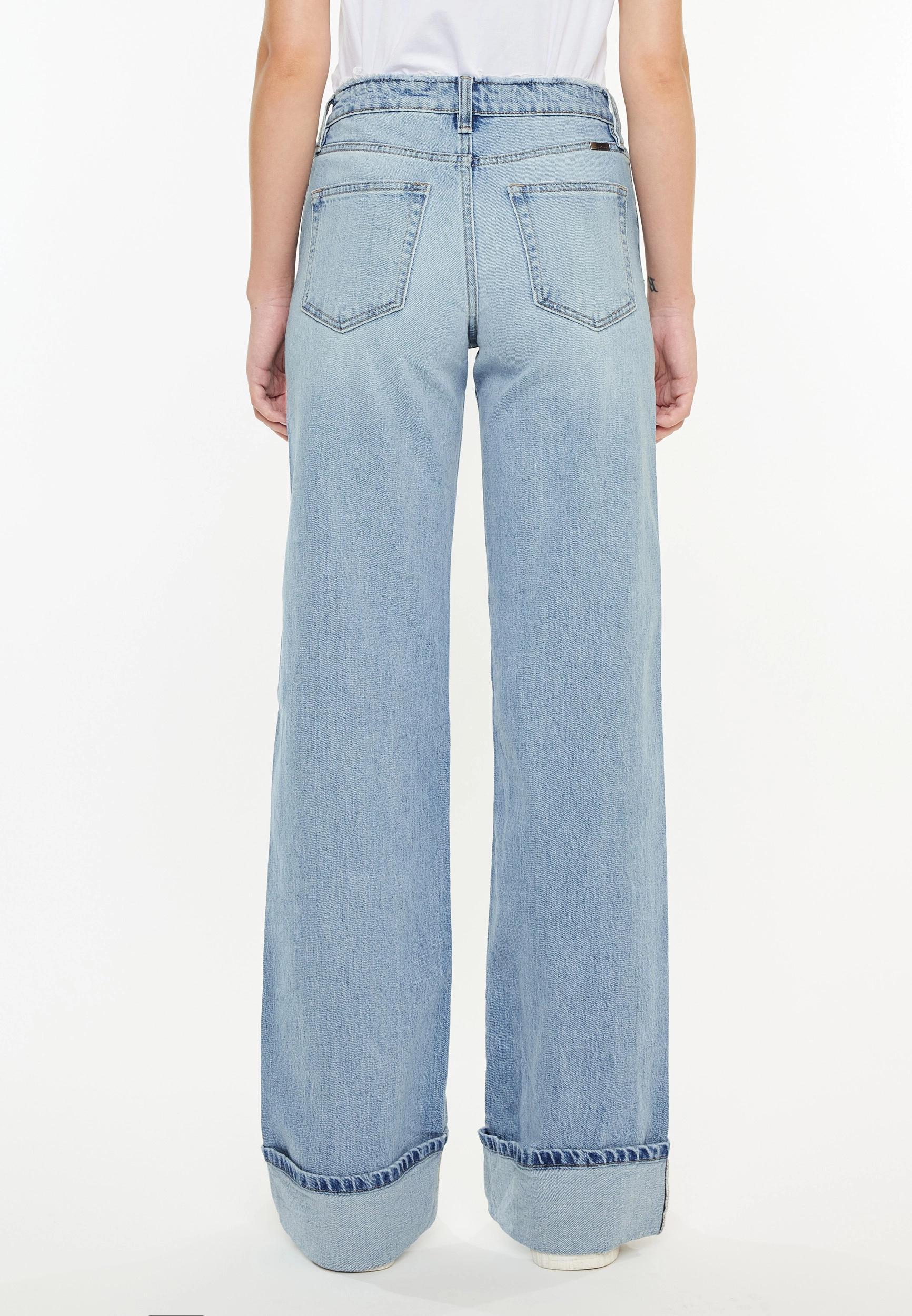 Kancan Kancan Womens High Rise Cuffed Wide Leg Jeans Blue Size 30 - Maurices Product Image