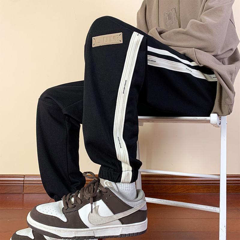 Drawstring Waist Two Tone Sweatpants Product Image