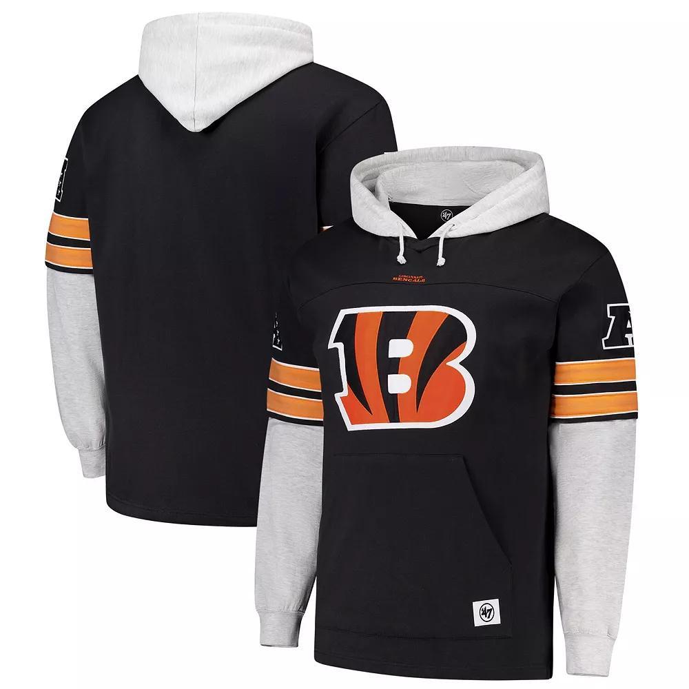Men's '47 Black Cincinnati Bengals Big & Tall Lacer Pullover Hoodie, Size: XLT Product Image
