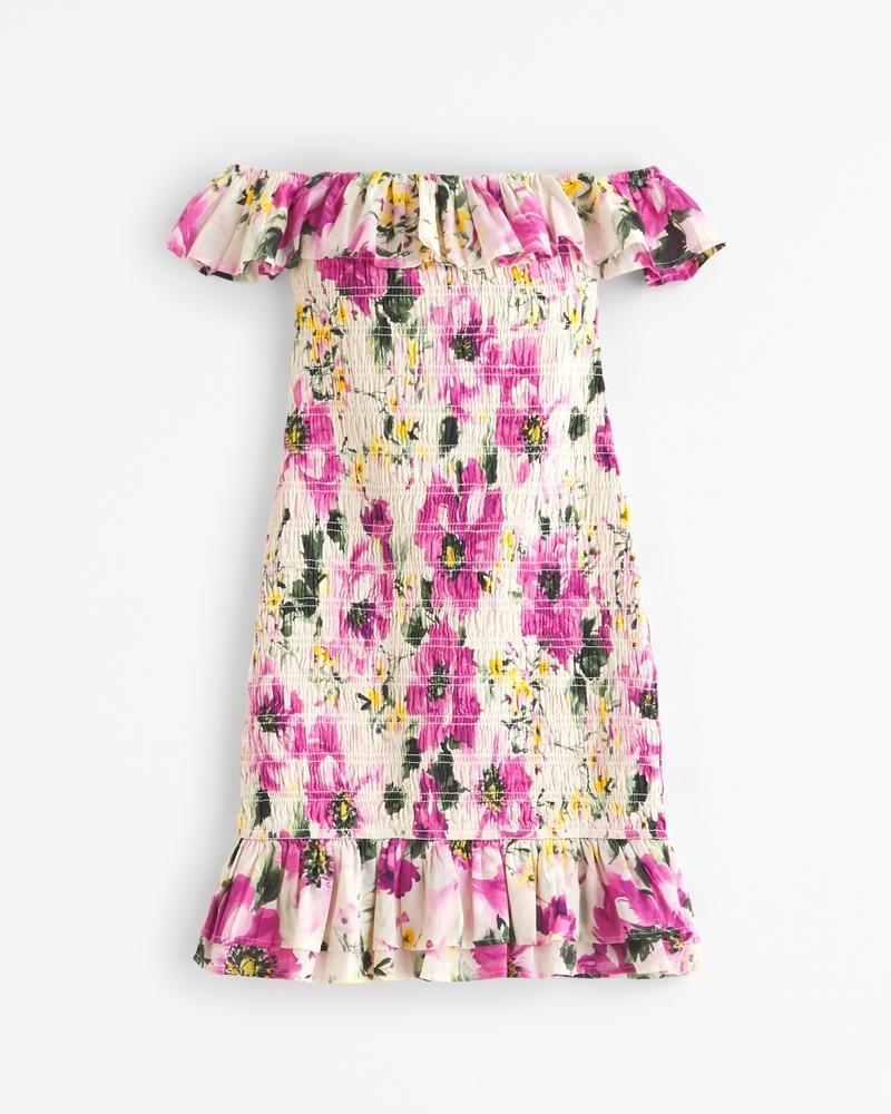 Off-The-Shoulder Smocked Mini Dress Product Image