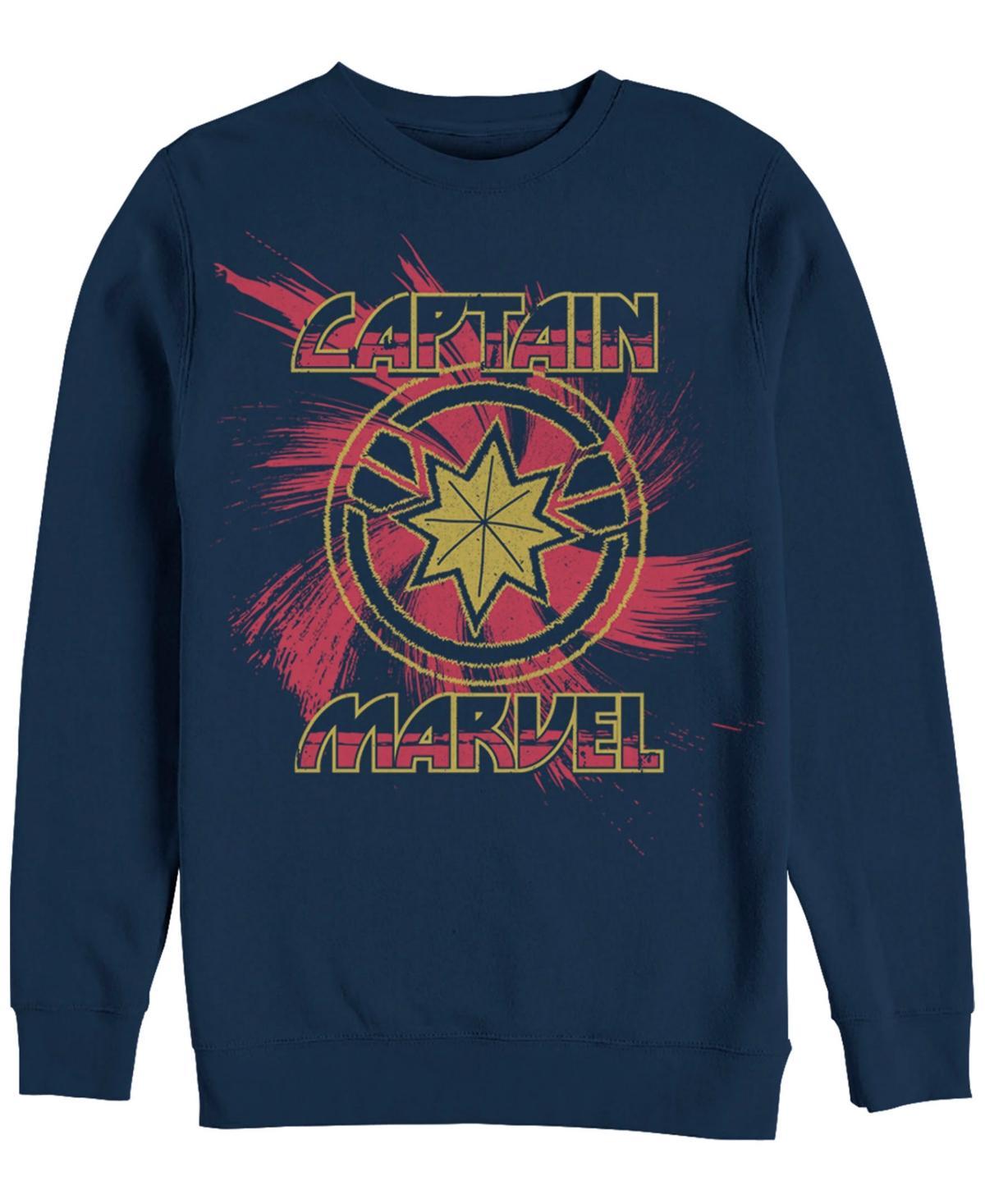 Men's Marvel Captain Marvel Splatter Logo Sweatshirt, Size: 3XL, Blue Product Image