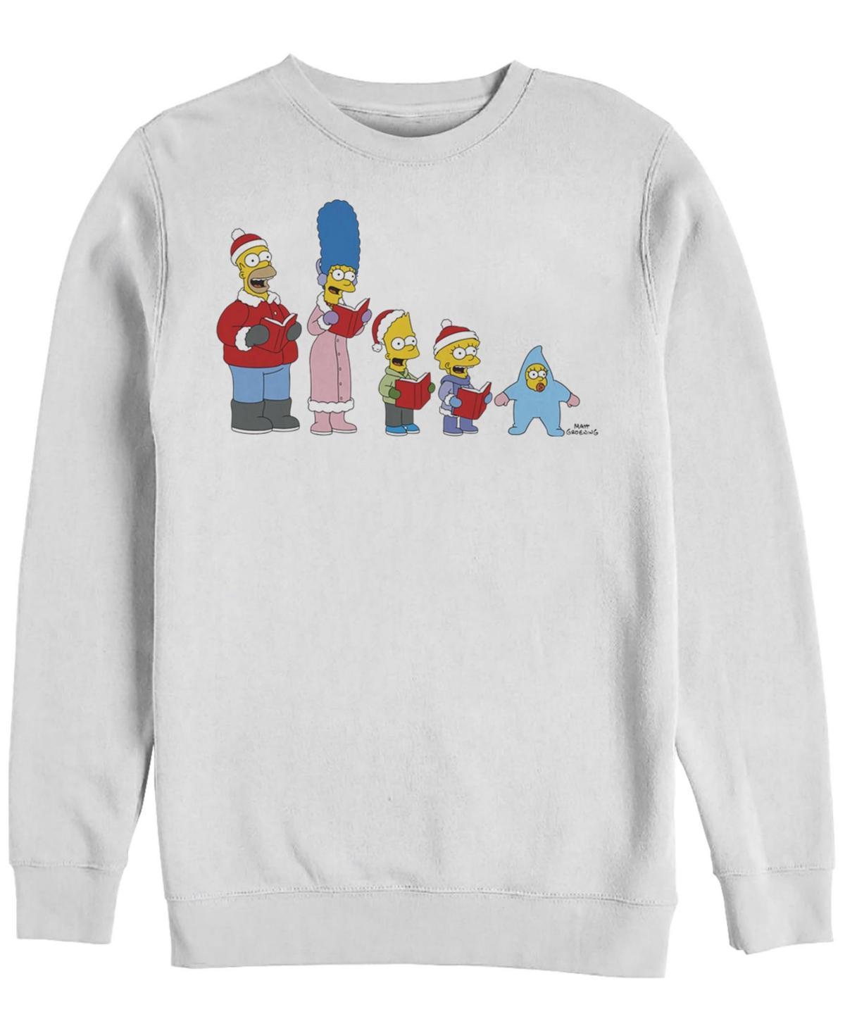 Men's The Simpsons Family Christmas Carols Sweatshirt, Size: Large, White Product Image