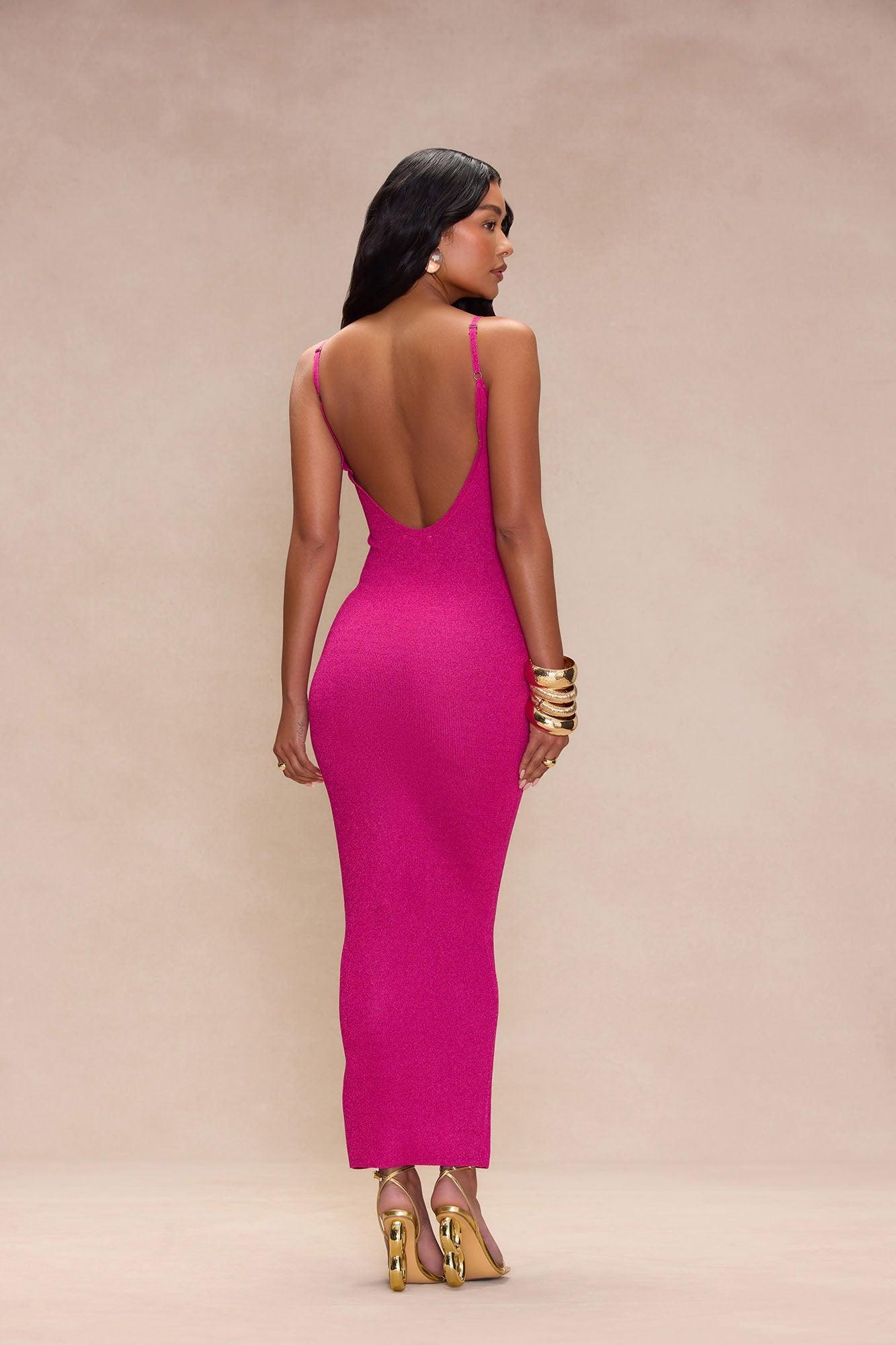 Adeline Glitter Maxi Dress - Magenta Product Image