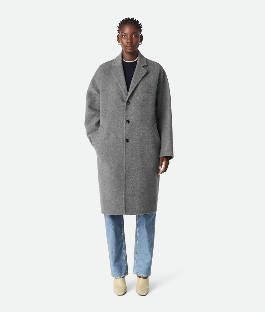 Women's Double Splitable Cashmere Coat in Grey melange Product Image