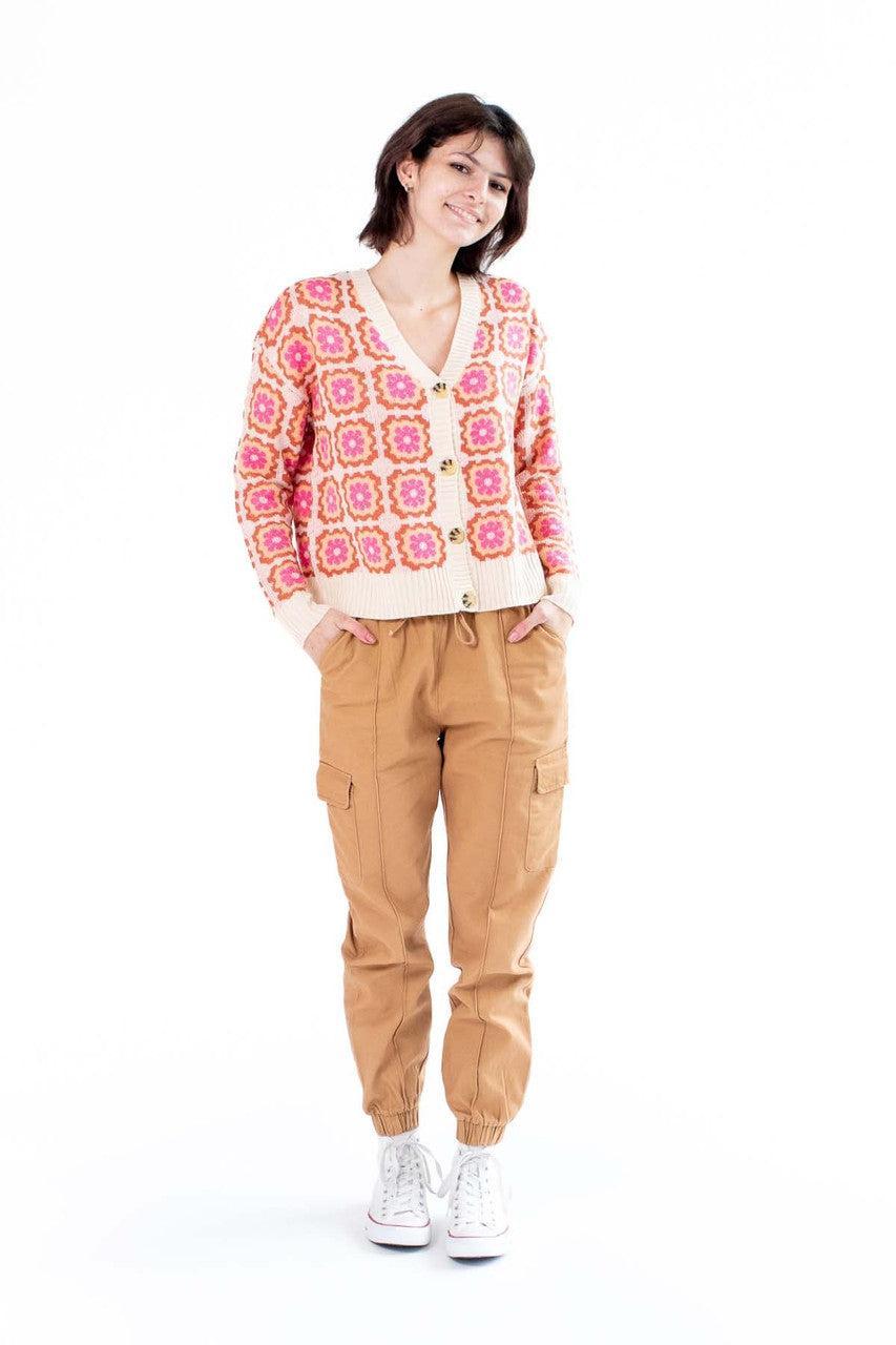 Rose Combo Granny Square Cardigan Product Image