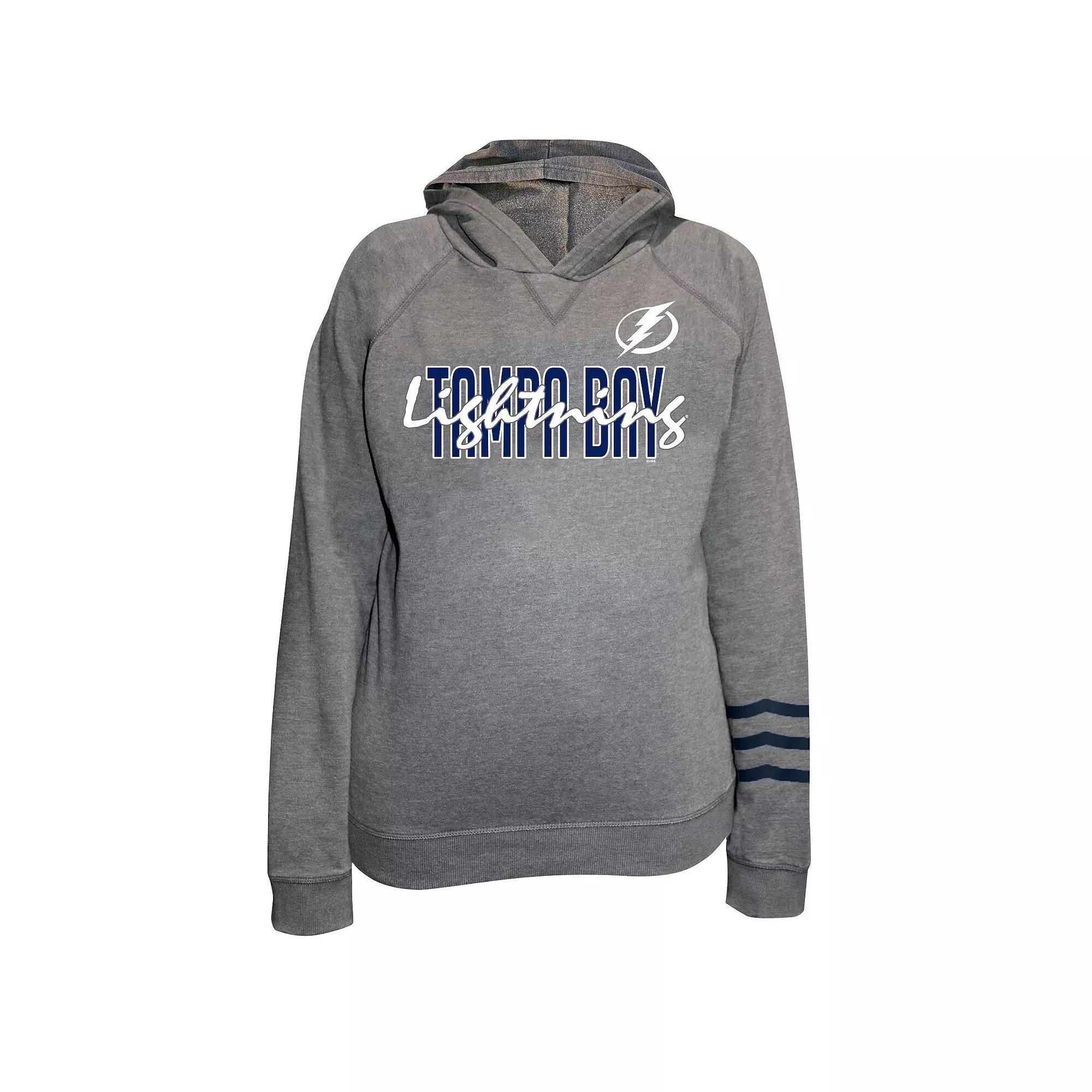 Women's Fanatics Heather Gray Tampa Bay Lightning Plus Size Lightweight Fleece Raglan Pullover Hoodie, Size: 4XL, Lgh Grey Product Image
