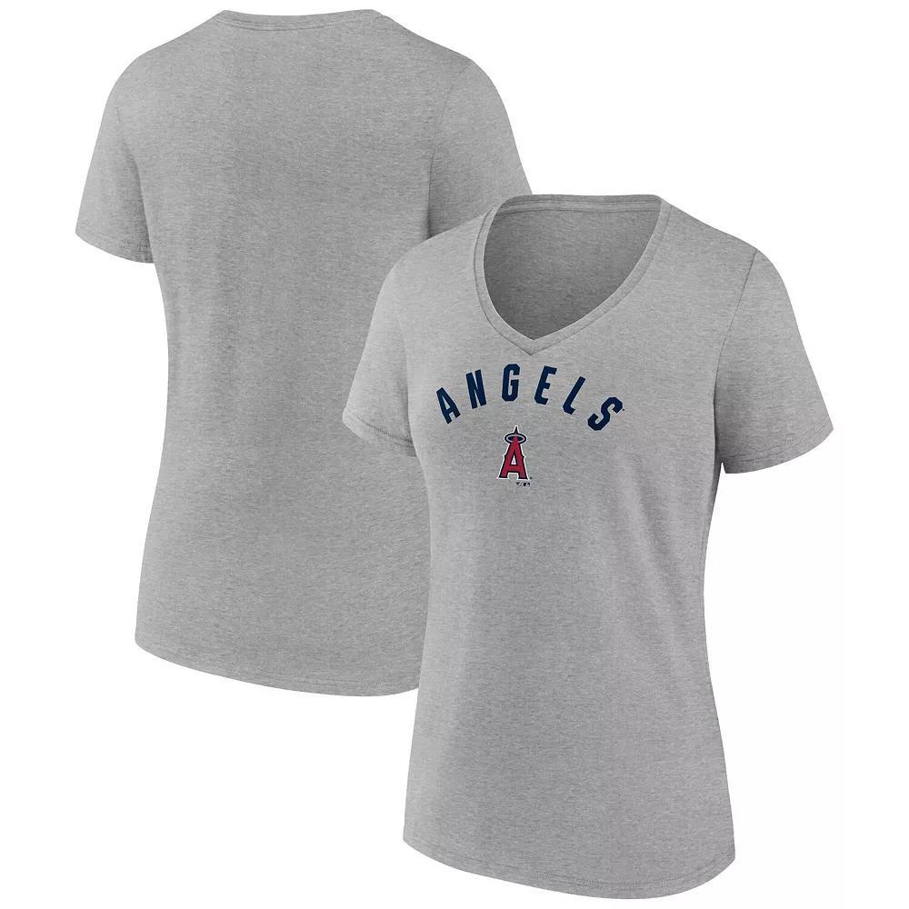Women's Fanatics  Gray Los Angeles Angels V-Neck T-Shirt, Size: XL, Grey Product Image