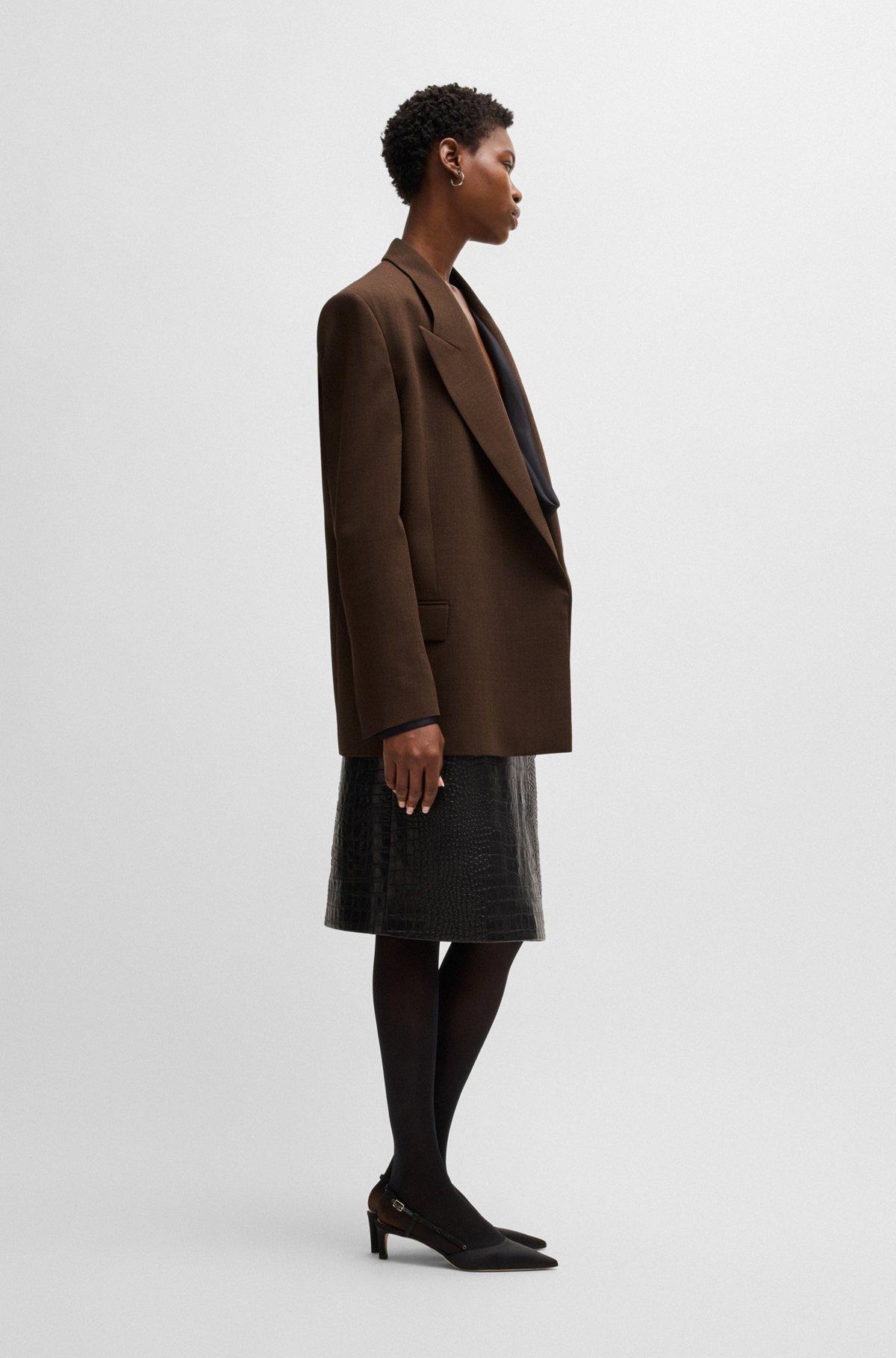 Rear-zip blazer in melange virgin wool Product Image
