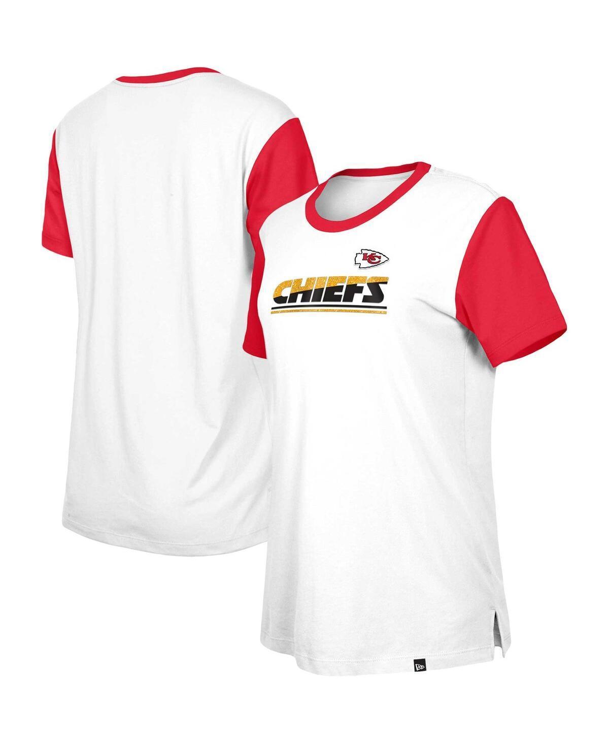 Women's New Era  White/Red Kansas City Chiefs Third Down Colorblock T-Shirt, Size: XL Product Image