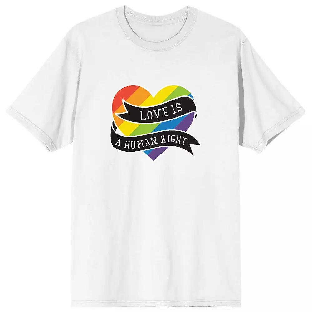 Men's Pride Love Is A Human Right Tee, Size: Large, White Product Image