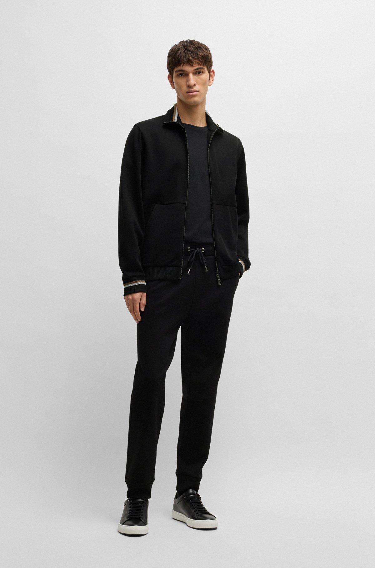Mercerized-cotton tracksuit bottoms with stripe waistband Product Image