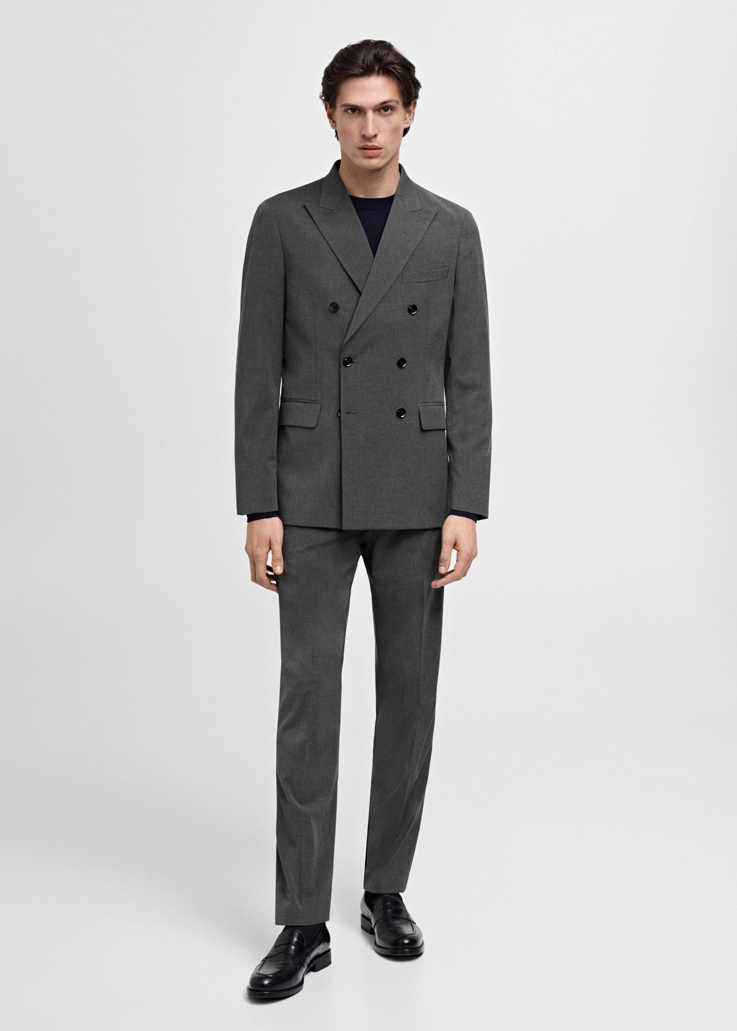 Monaco double-breasted slim-fit suit blazer - Men | MANGO USA Product Image