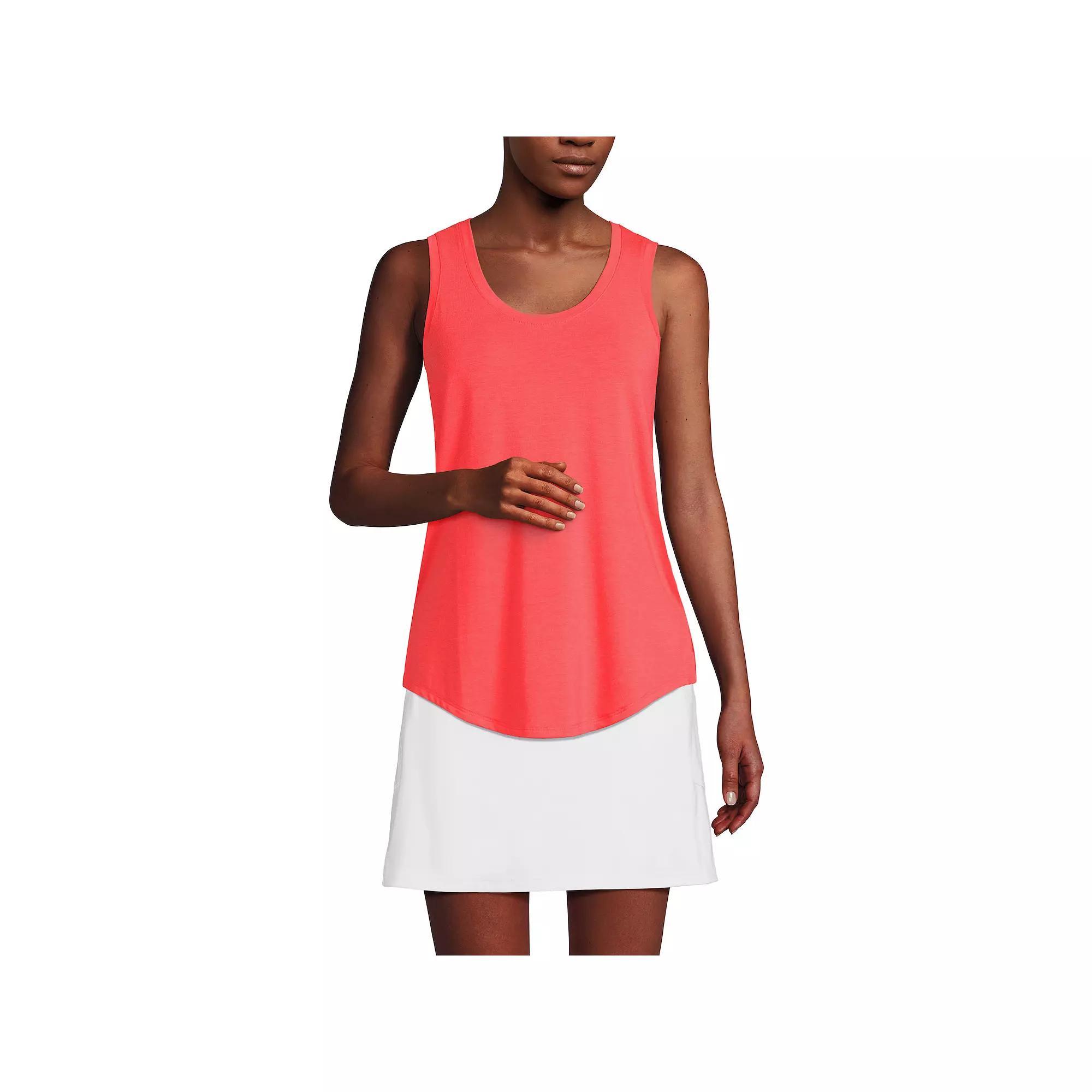 Petite Lands' End Sleeveless Power Performance Scoop Neck Tunic Tank, Women's, Size: XL Petite, Wild Purple Pinstripe Product Image