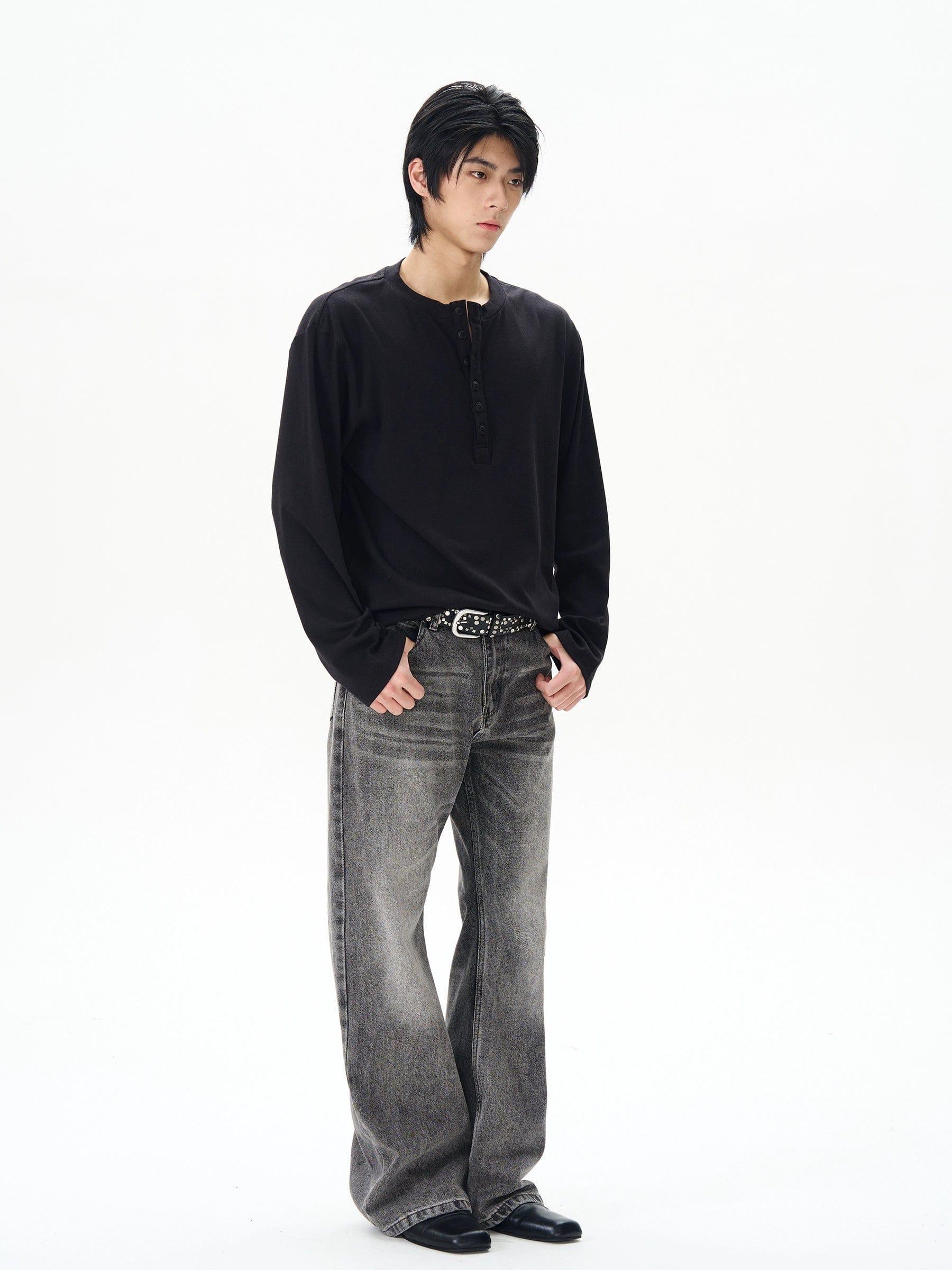RT No. 12158 SMOKE GRAY STRAIGHT DENIM JEANS Product Image