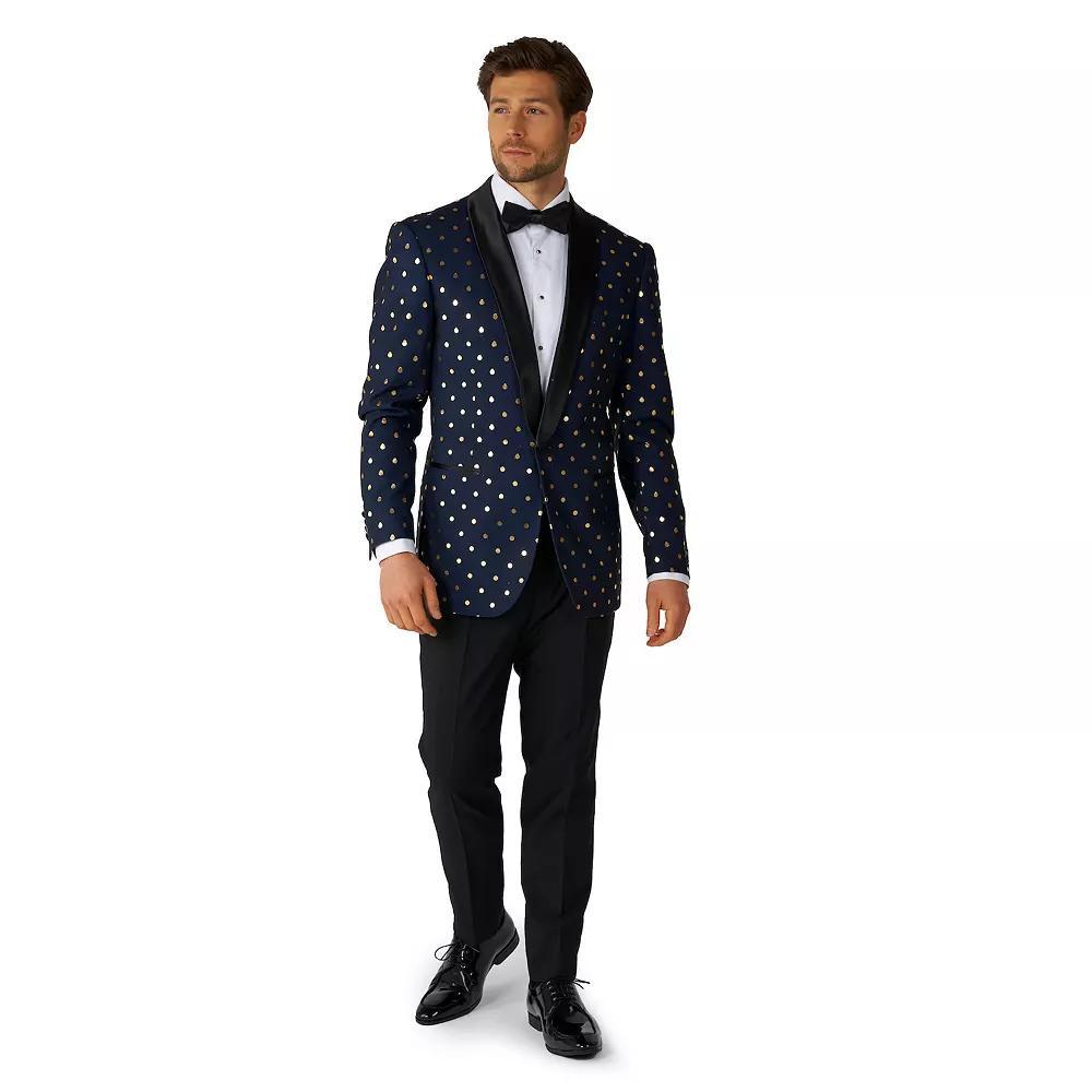 Mens OppoSuits Goldy Dots Metallic Polka Dots Tuxedo Modern-Fit Novelty Suit & Tie Set Product Image