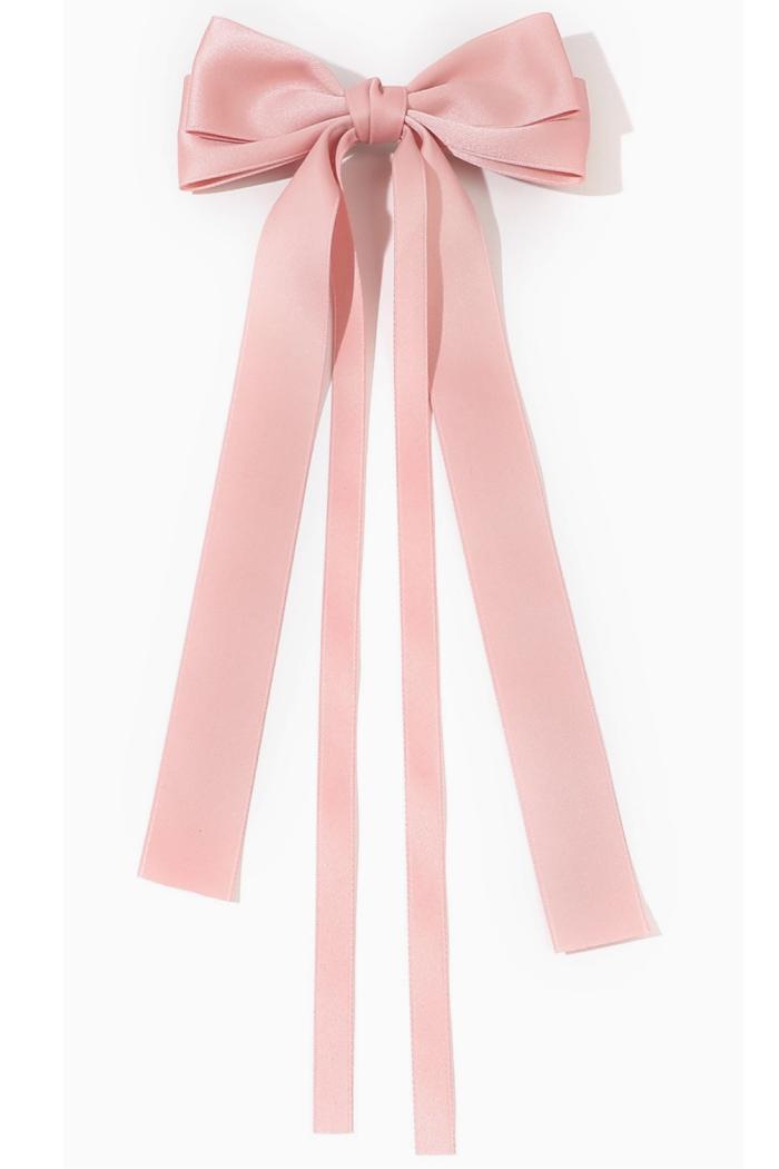 Vday Double Layered Bow Long Ribbon Barrette Clip Product Image