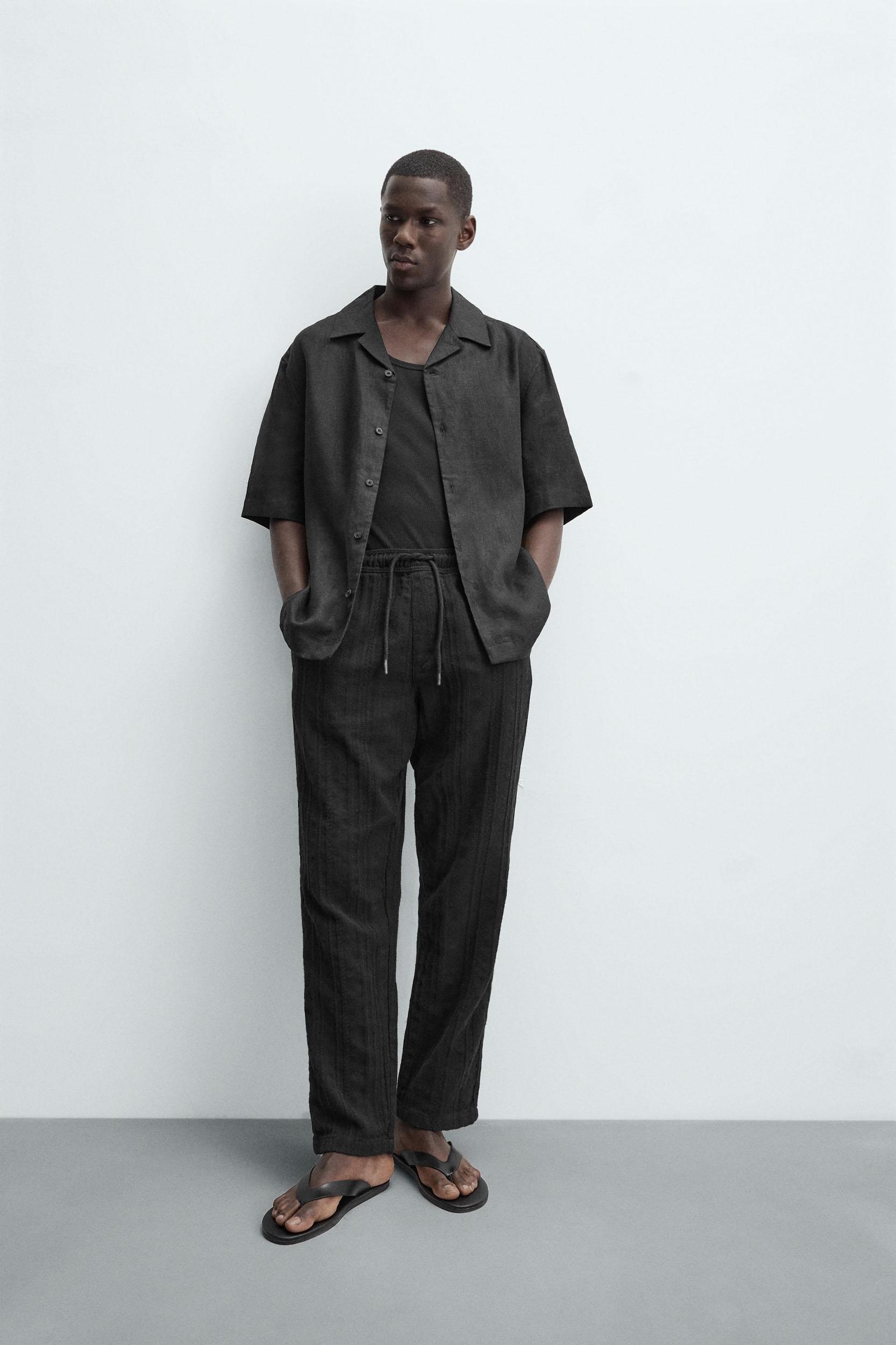 TEXTURED RELAXED FIT PANTS Product Image