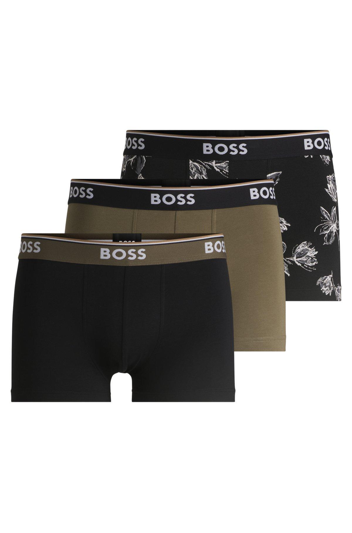 Three-pack of stretch-cotton trunks with logo waistband Product Image