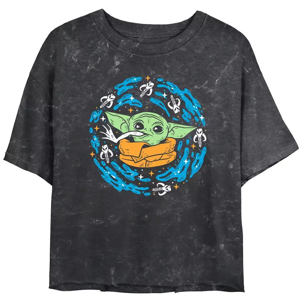 Disney's Mickey Mouse The One And Only Mineral Wash Juniors' Cropped Graphic Tee, Women's, Size: XXL, Black Product Image
