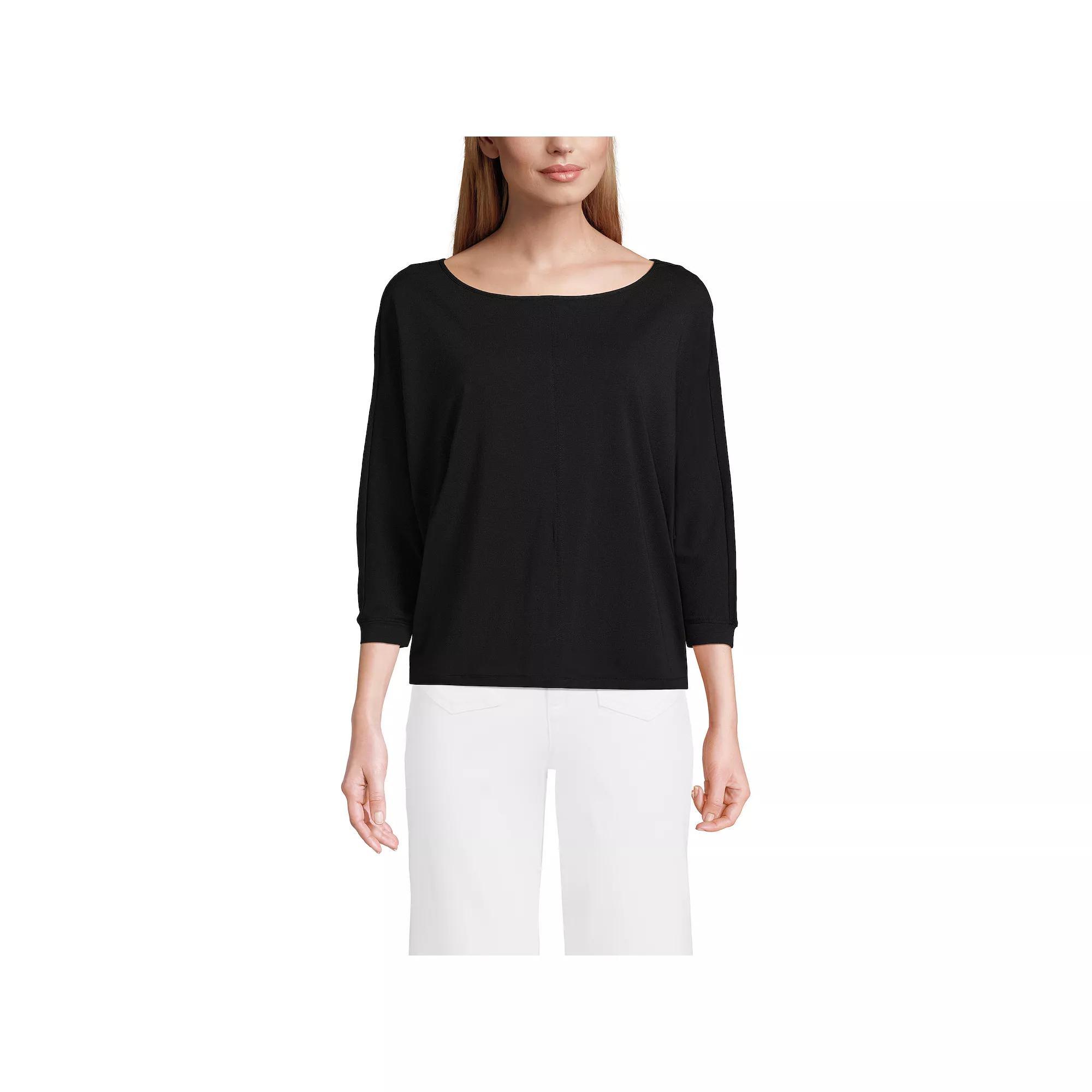 Women's Lands End Lightweight Jersey Boatneck Dolman Sleeve Top, Size: Medium, White Product Image
