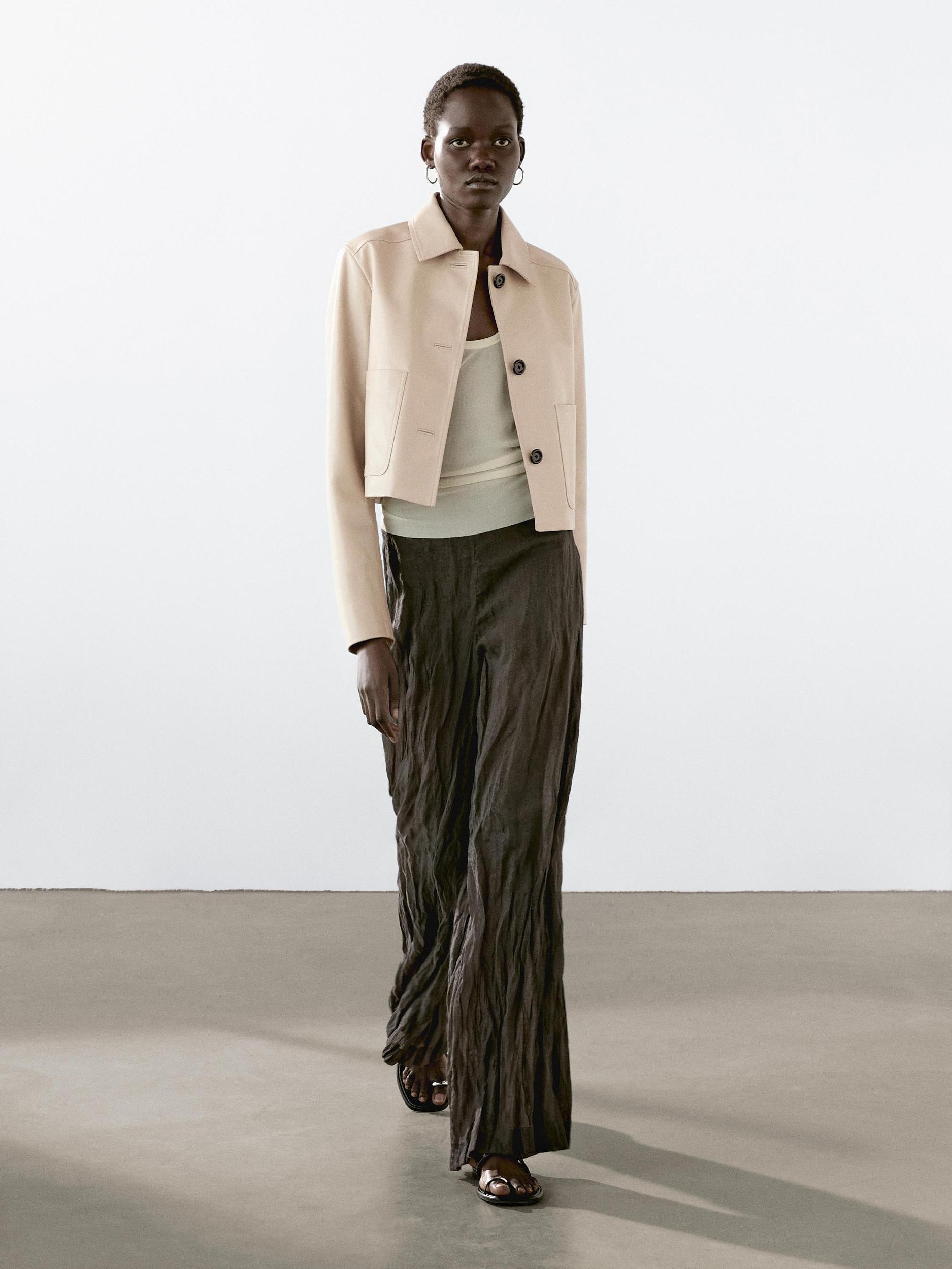 Cropped nappa leather jacket Product Image