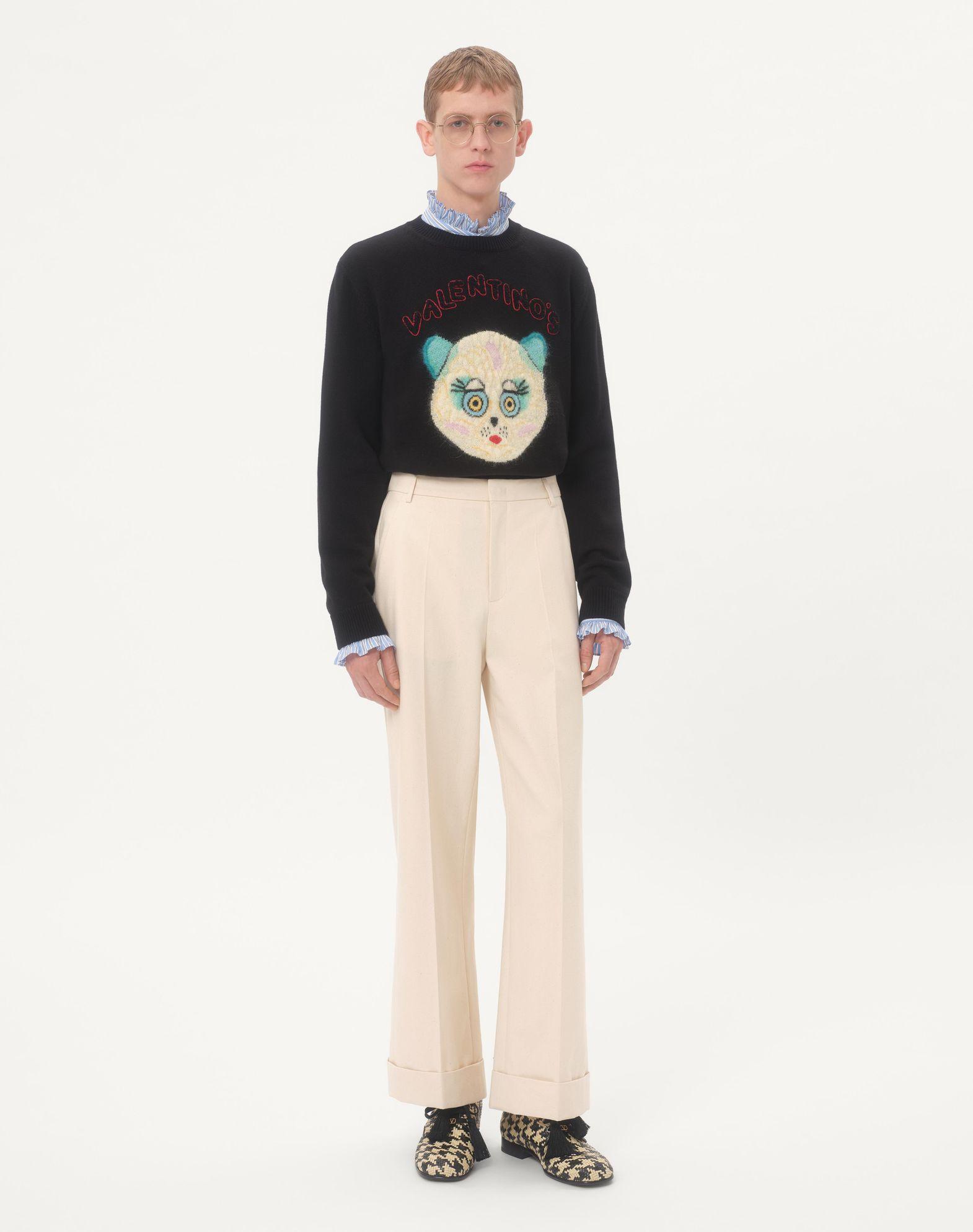 Wool And Cotton Sweater With Le Chat De La Maison Patch Product Image