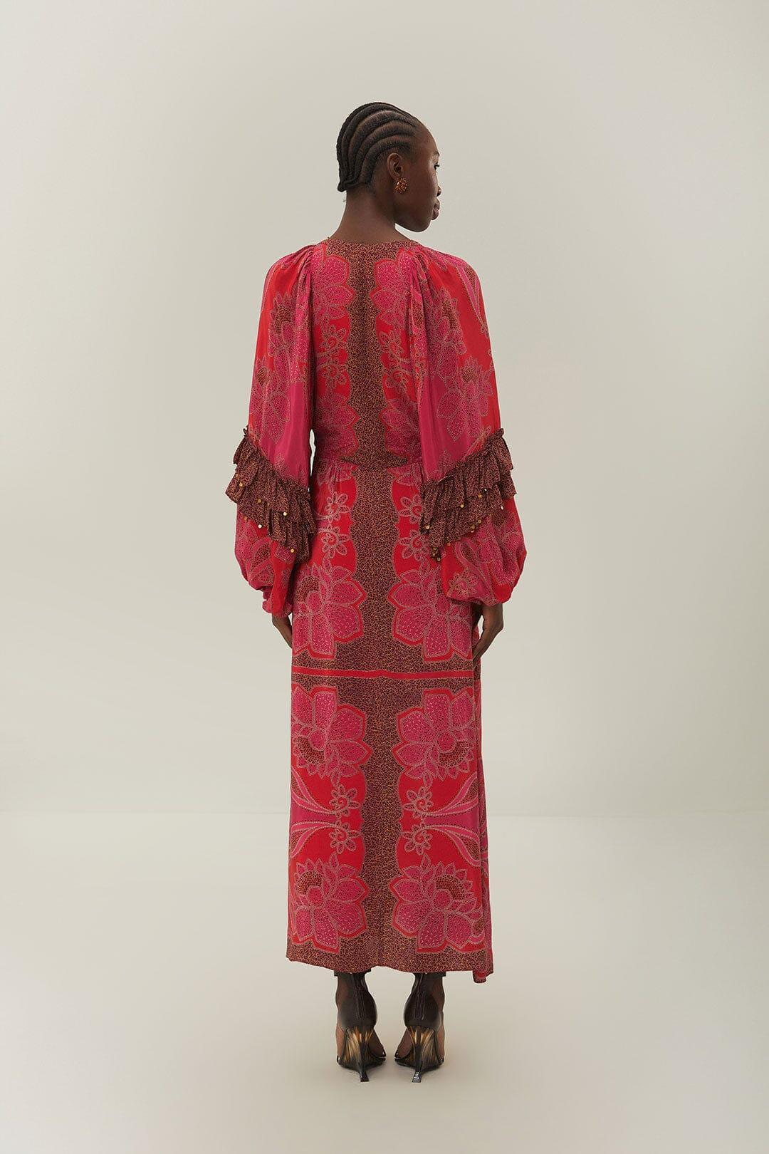 Pink Floral Glam Scarf Maxi Dress, FLORAL GLAM SCARF PINK / XXS Product Image