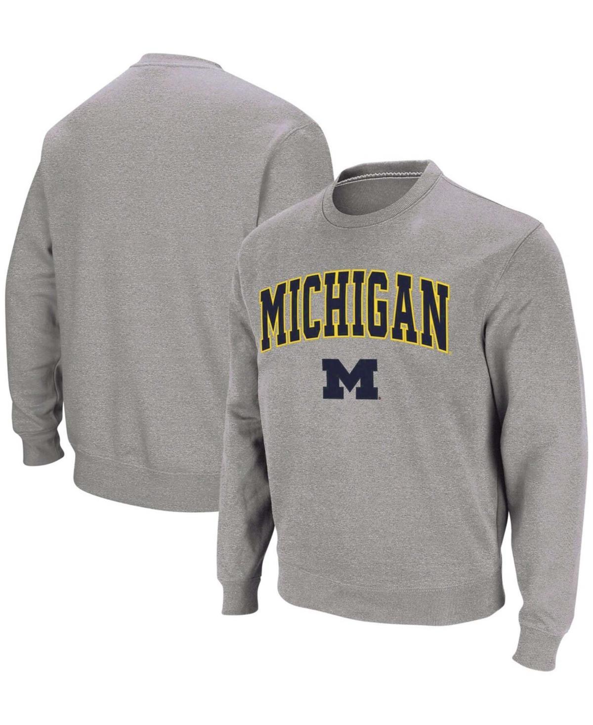 Men's Colosseum Charcoal Michigan Wolverines Arch & Logo Crew Neck Sweatshirt, Size: Small Product Image