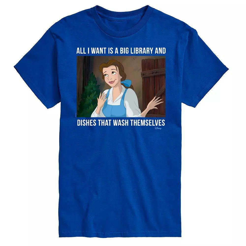 Disney Princess Big & Tall Belle Library Graphic Tee, Mens Blue Product Image