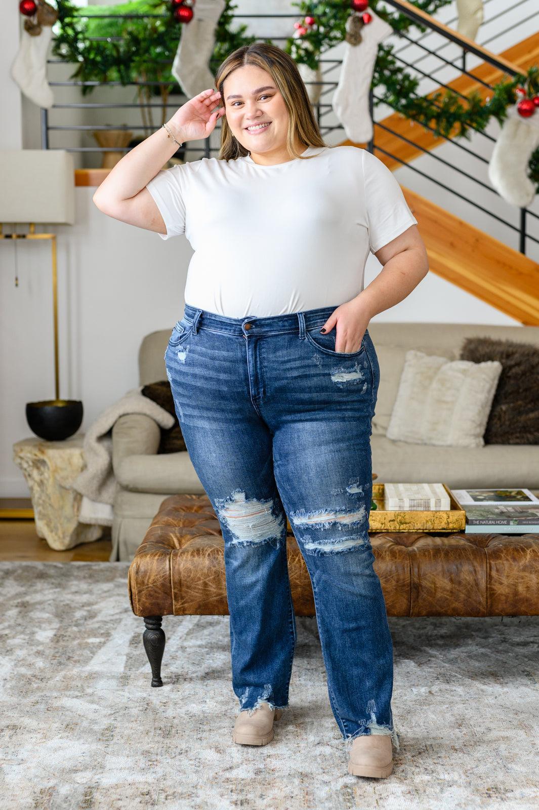 Christine High Contrast Slim Bootcut Destroyed Jeans (Online Exclusive) Female Product Image