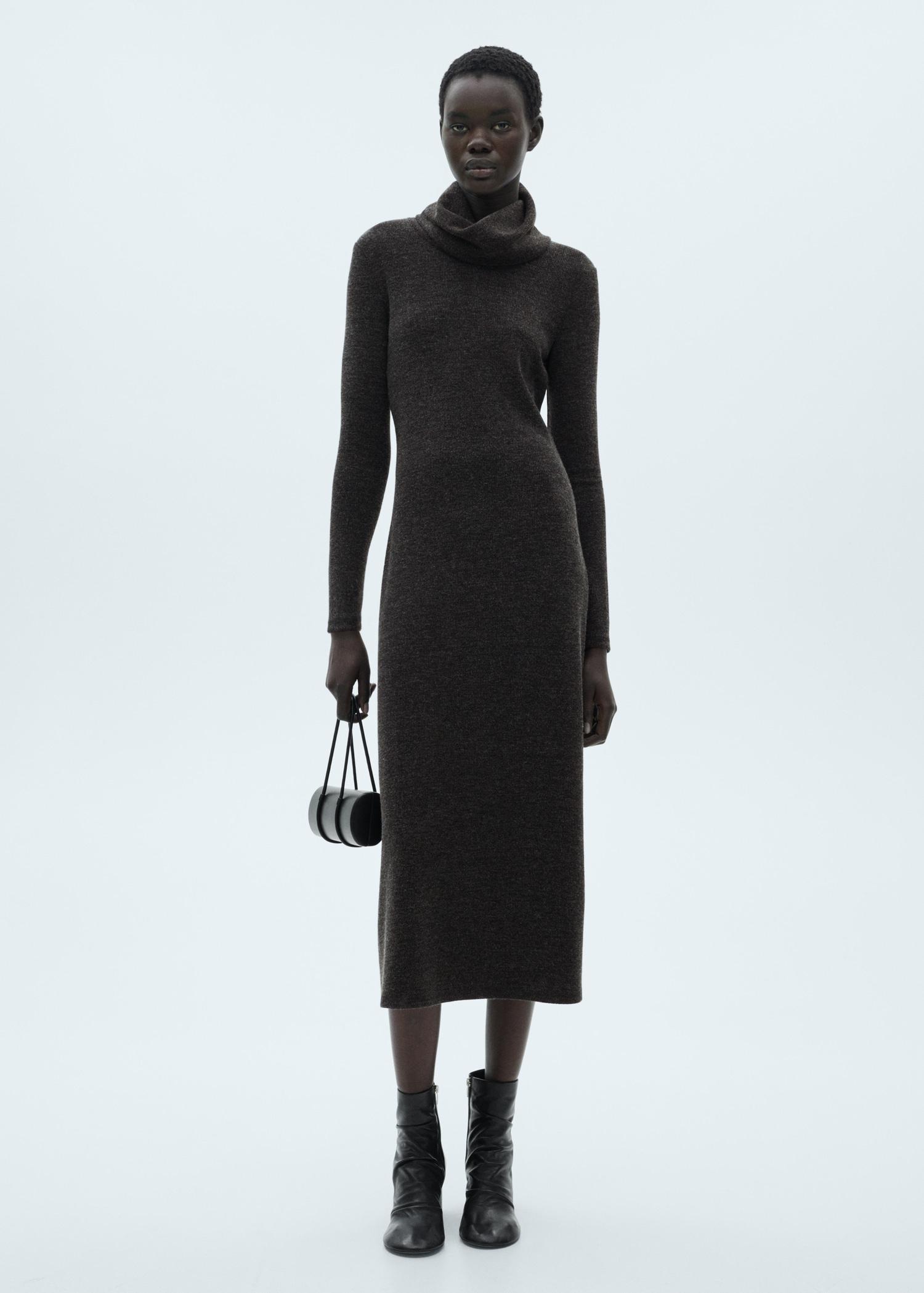 Knitted turtleneck dress - Women | MANGO USA Product Image