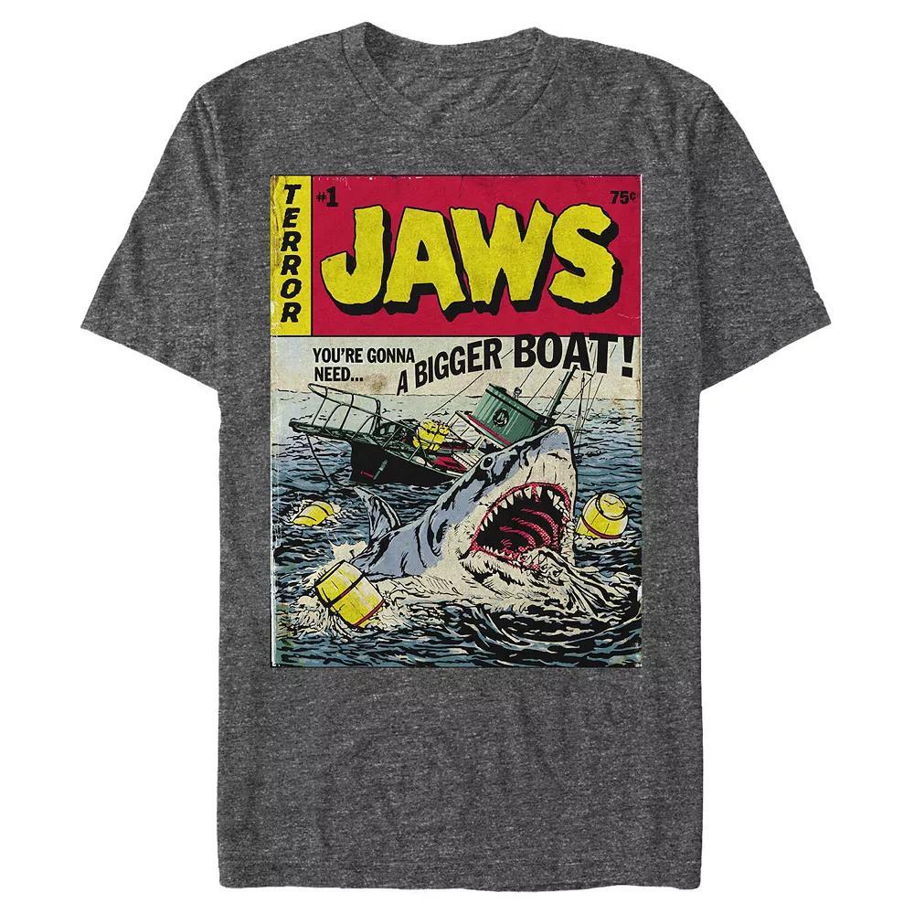 Men's Jaws Comic Book Cover Graphic Tee, Size: XL, Grey Heather Product Image