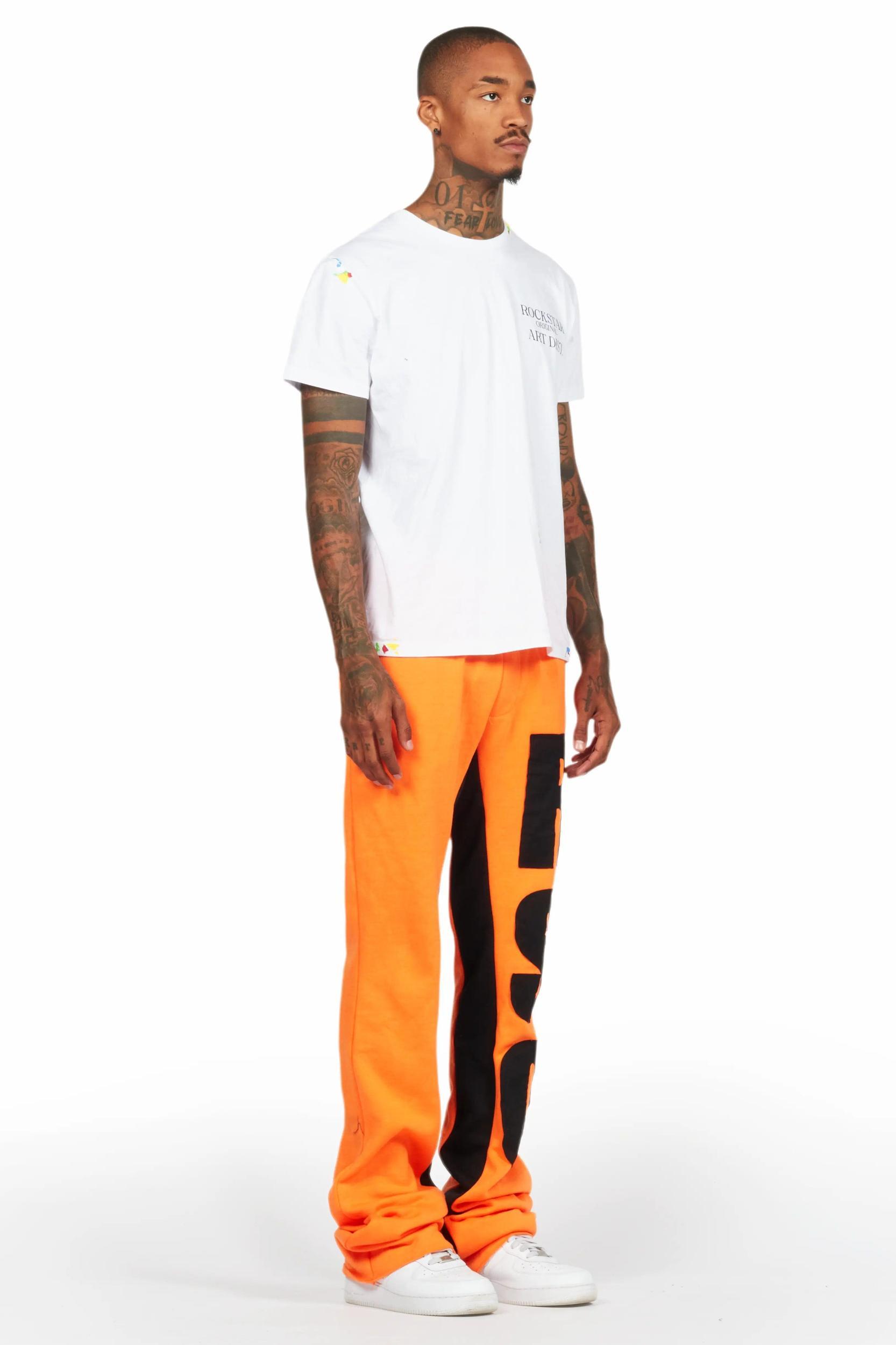 Uko Orange Stacked Baggy Track Pant Male Product Image