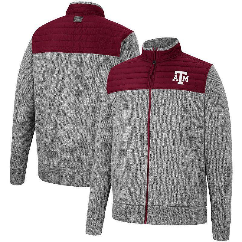 Men's Colosseum Charcoal/Navy West Virginia Mountaineers Putter Herringbone Full-Zip Jacket, Size: XL Product Image