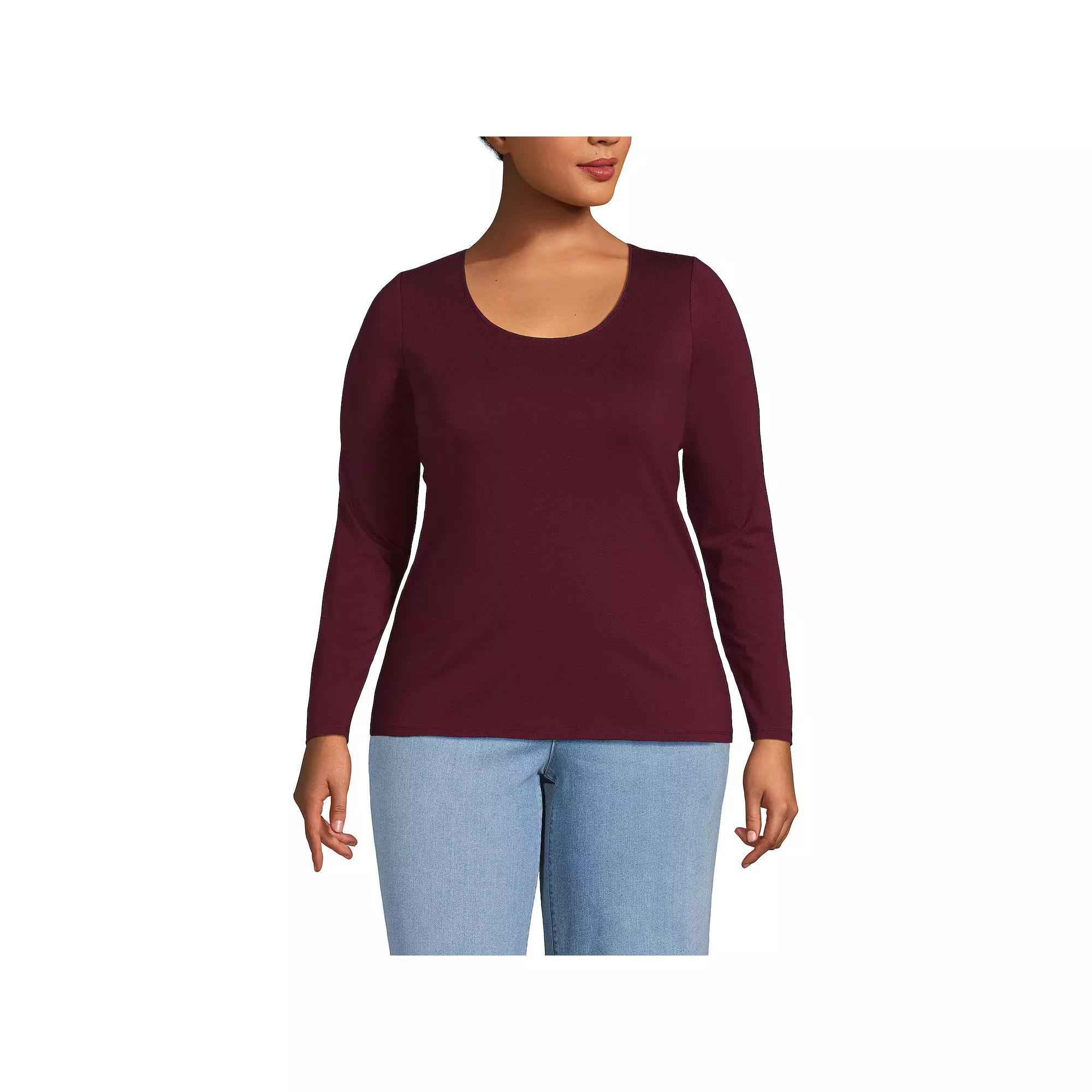 Plus Size Lands' End Lightweight Jersey T-Shirt, Women's, Size: 1XL, Black Product Image