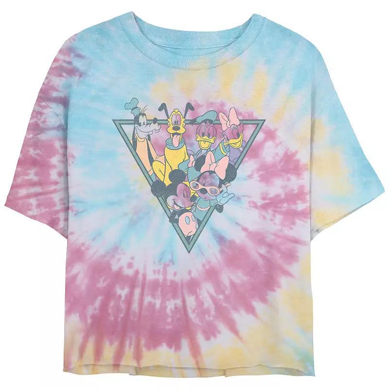 Disney's Mickey Mouse And Friends Colors Popping Juniors' Cropped Tie Dye Graphic Tee, Women's, Size: Medium, Blue Pink Light Yellow Product Image