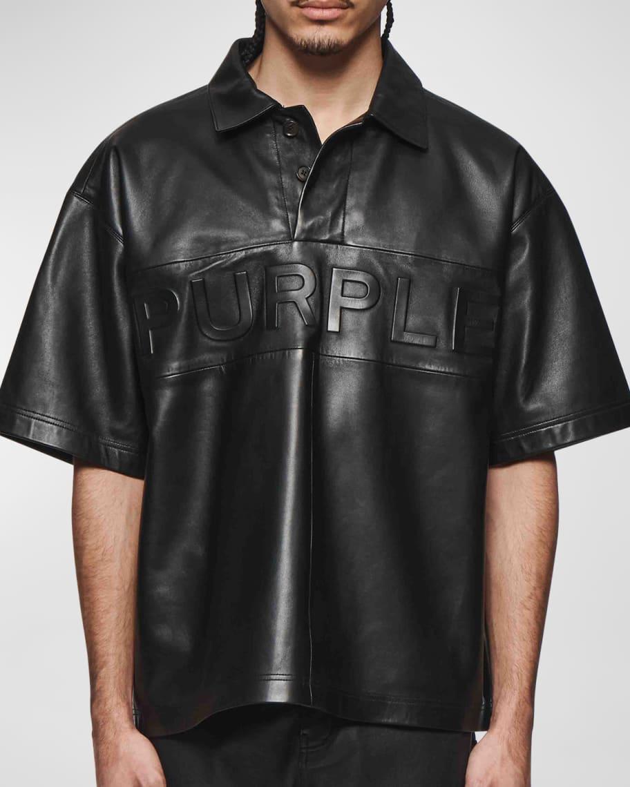 Mens Embossed Leather Polo Shirt Product Image