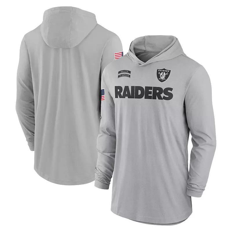 Men's Nike Gray Las Vegas Raiders 2024 Salute to Service Lightweight Performance Long Sleeve Hooded T-Shirt, Size: 3XL, Lvr Grey Product Image