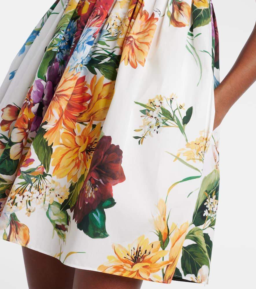 DOLCE & GABBANA Multicolor Sleeveless Dress With Bustier Style Neckline And All-over Floral Print In Cotton Woman Product Image
