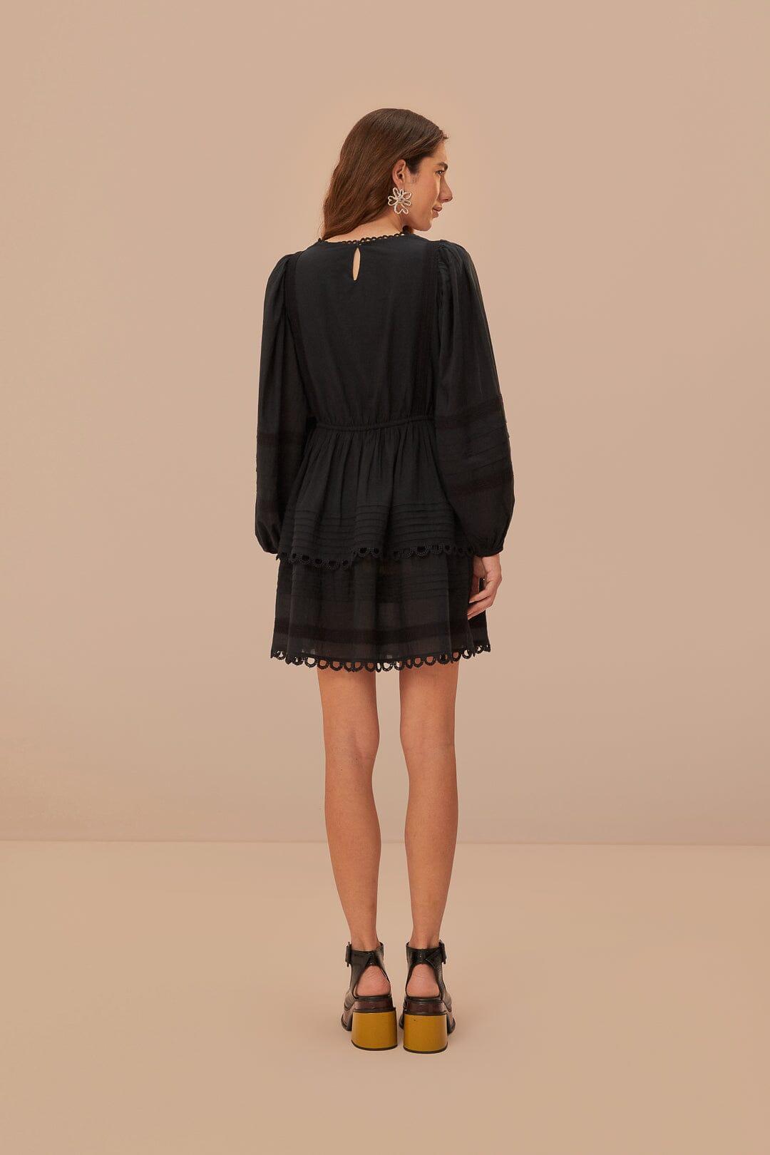 Black Lace Long Sleeve Mini Dress Product Image