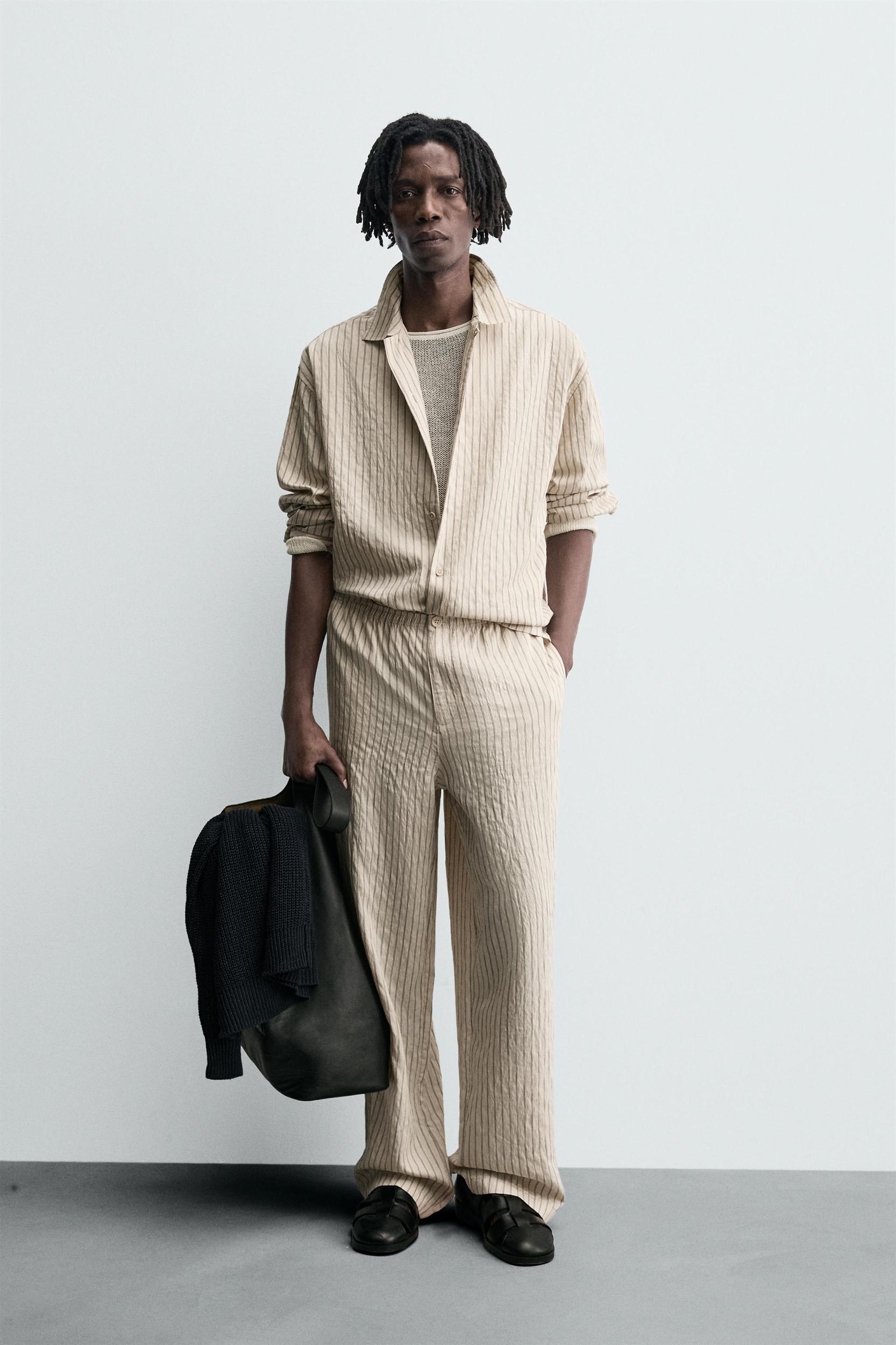 FLOWY WRINKLED EFFECT STRIPED SHIRT Product Image