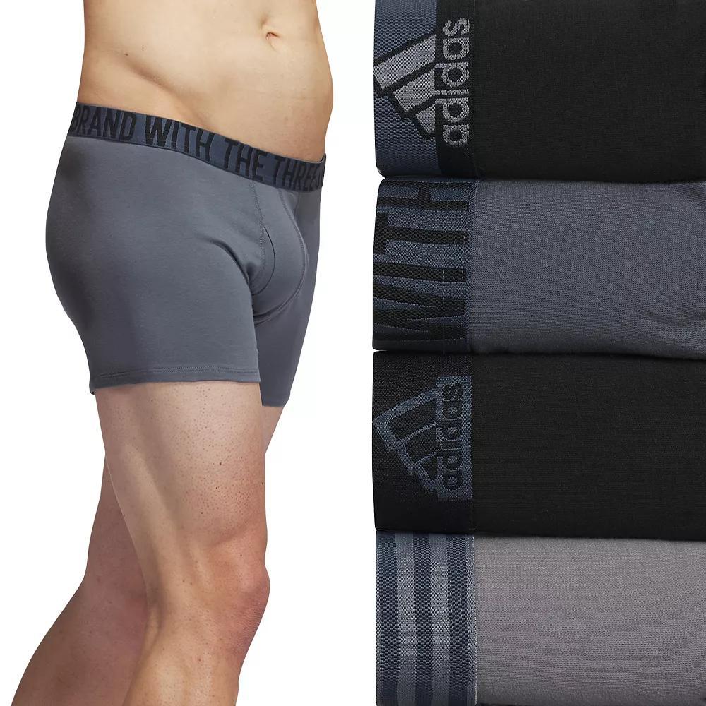 Men's adidas 4-Pack Stretch Trunk Boxer Briefs, Size: XXL, Black Grey Product Image