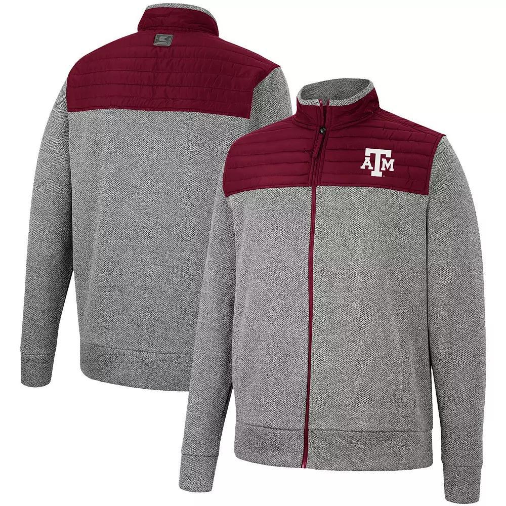 Men's Colosseum Charcoal/Navy West Virginia Mountaineers Putter Herringbone Full-Zip Jacket, Size: XL Product Image