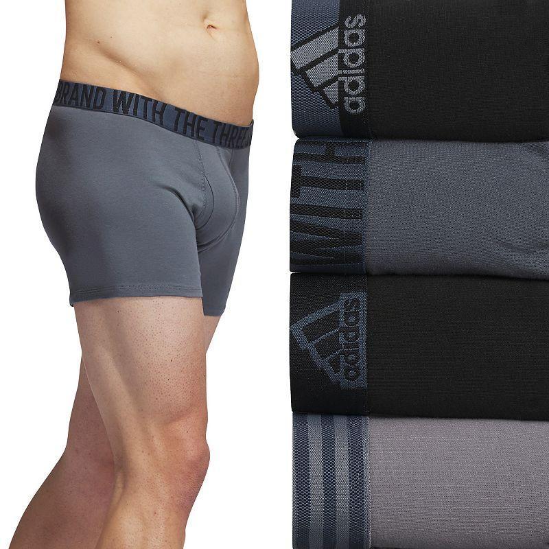 Men's adidas 4-Pack Stretch Trunk Boxer Briefs, Size: XXL, Black Grey Product Image