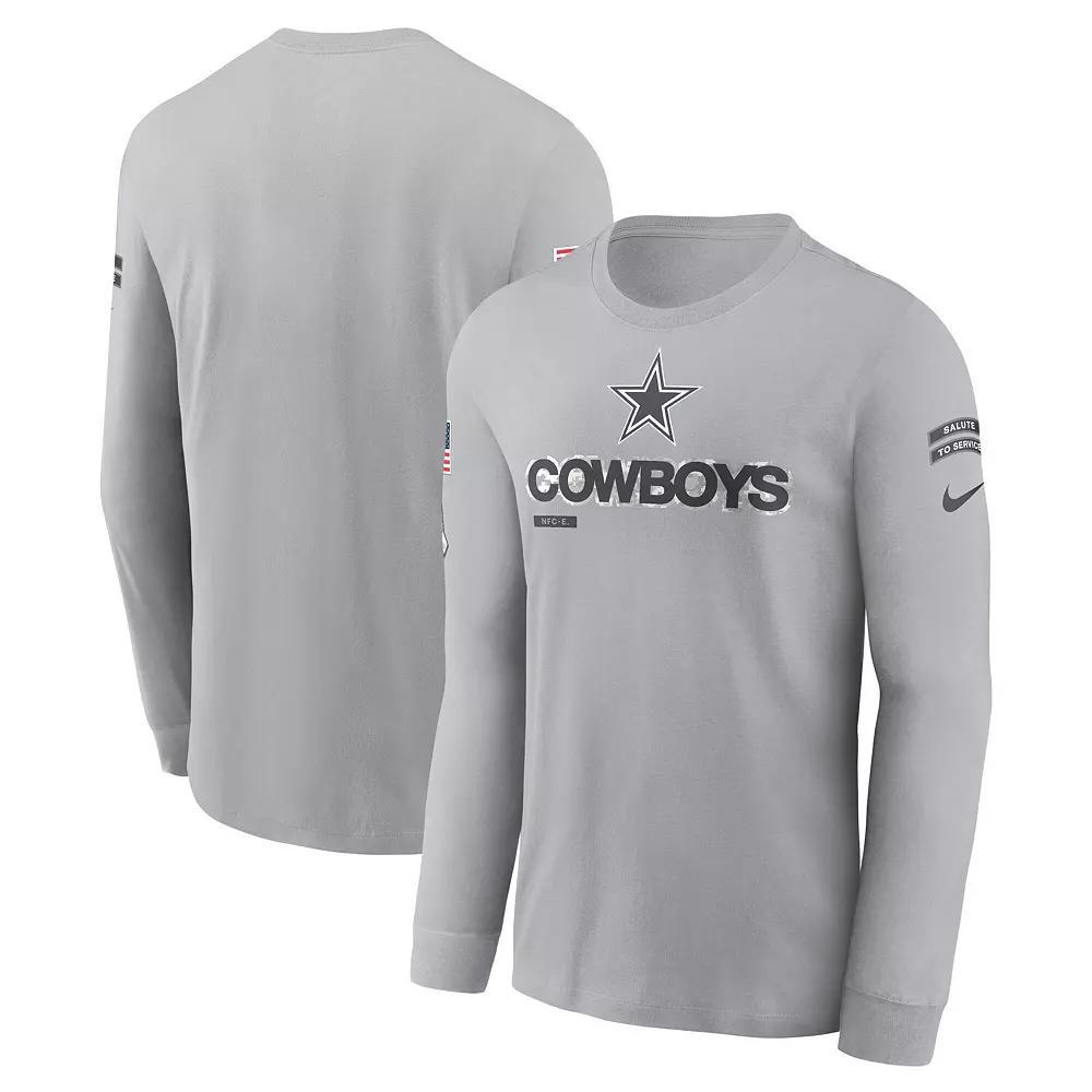 Men's Nike Gray Dallas Cowboys 2024 Salute To Service Long Sleeve T-Shirt, Size: 3XL, Grey Product Image