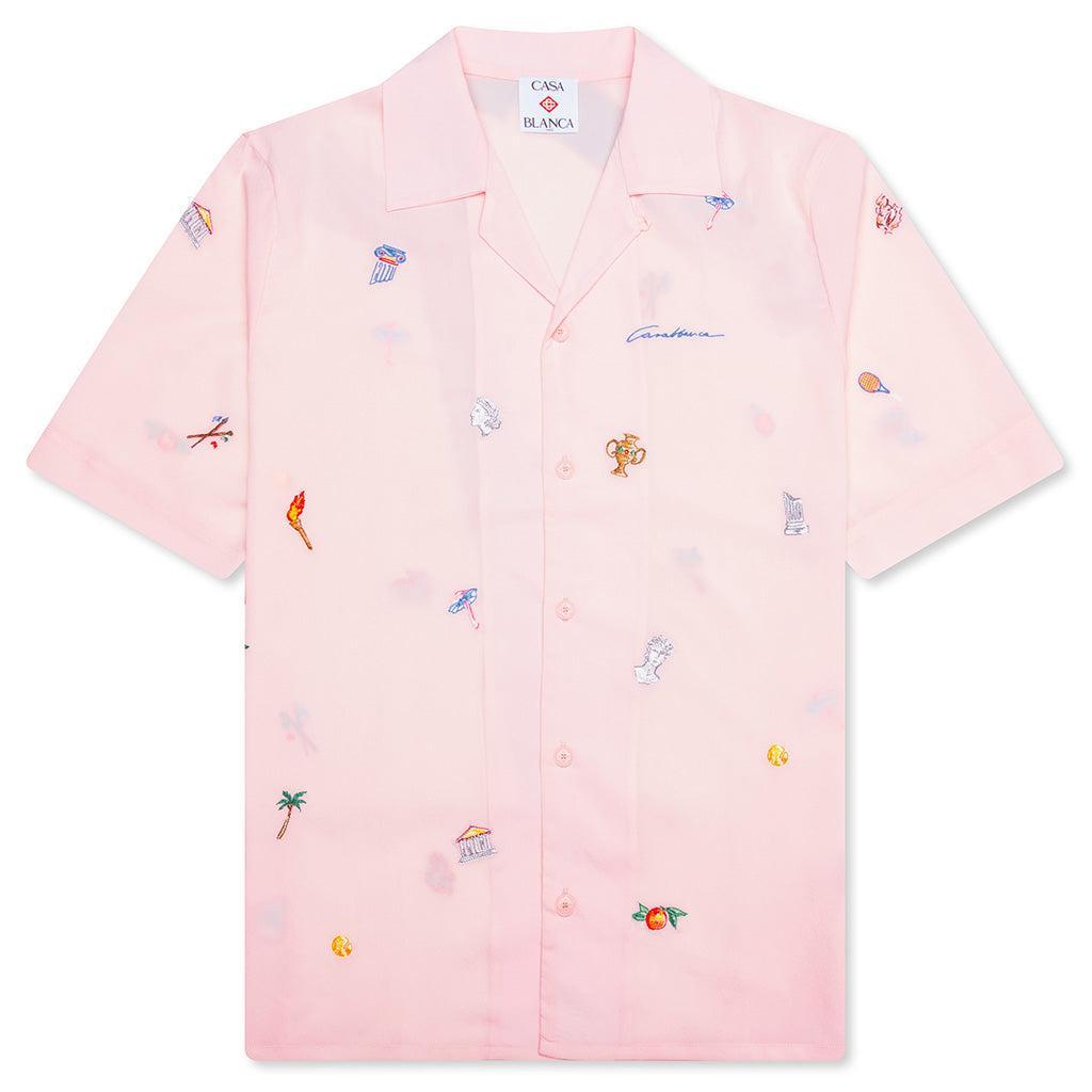Embroidery Motifs Logo S/S Shirt - Light Pink Male Product Image